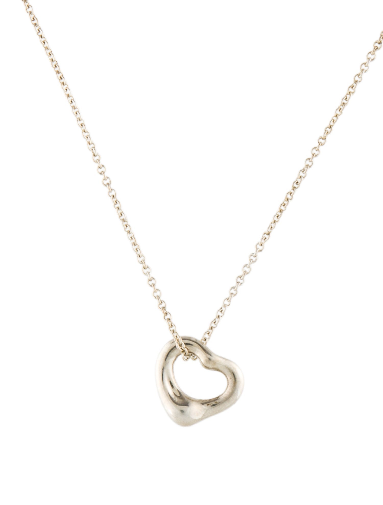 Tiffany & Co. Open Heart Pendant Necklace, 11 mm