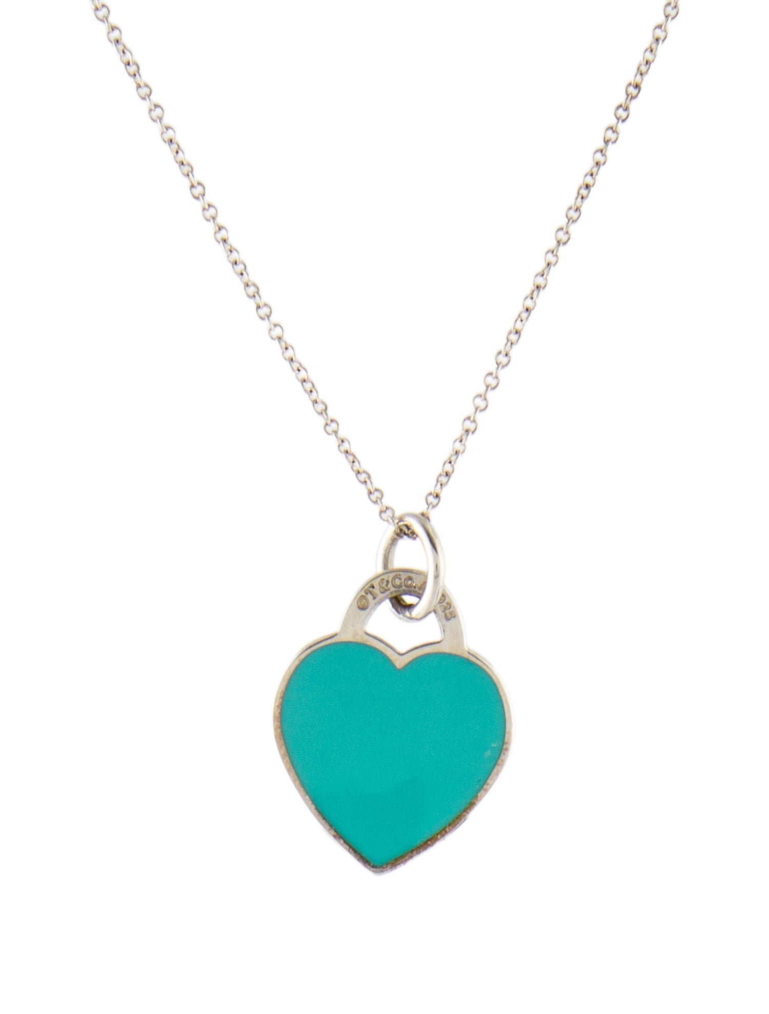 Tiffany & Co. Enamel Heart Tag Pendant Necklace