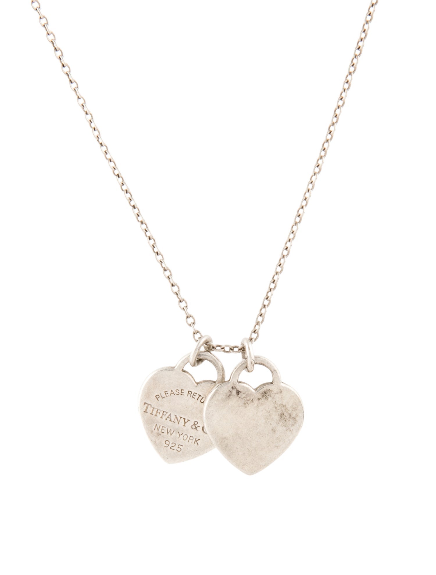 Tiffany & Co. Mini Double Heart Tag Pendant Necklace
