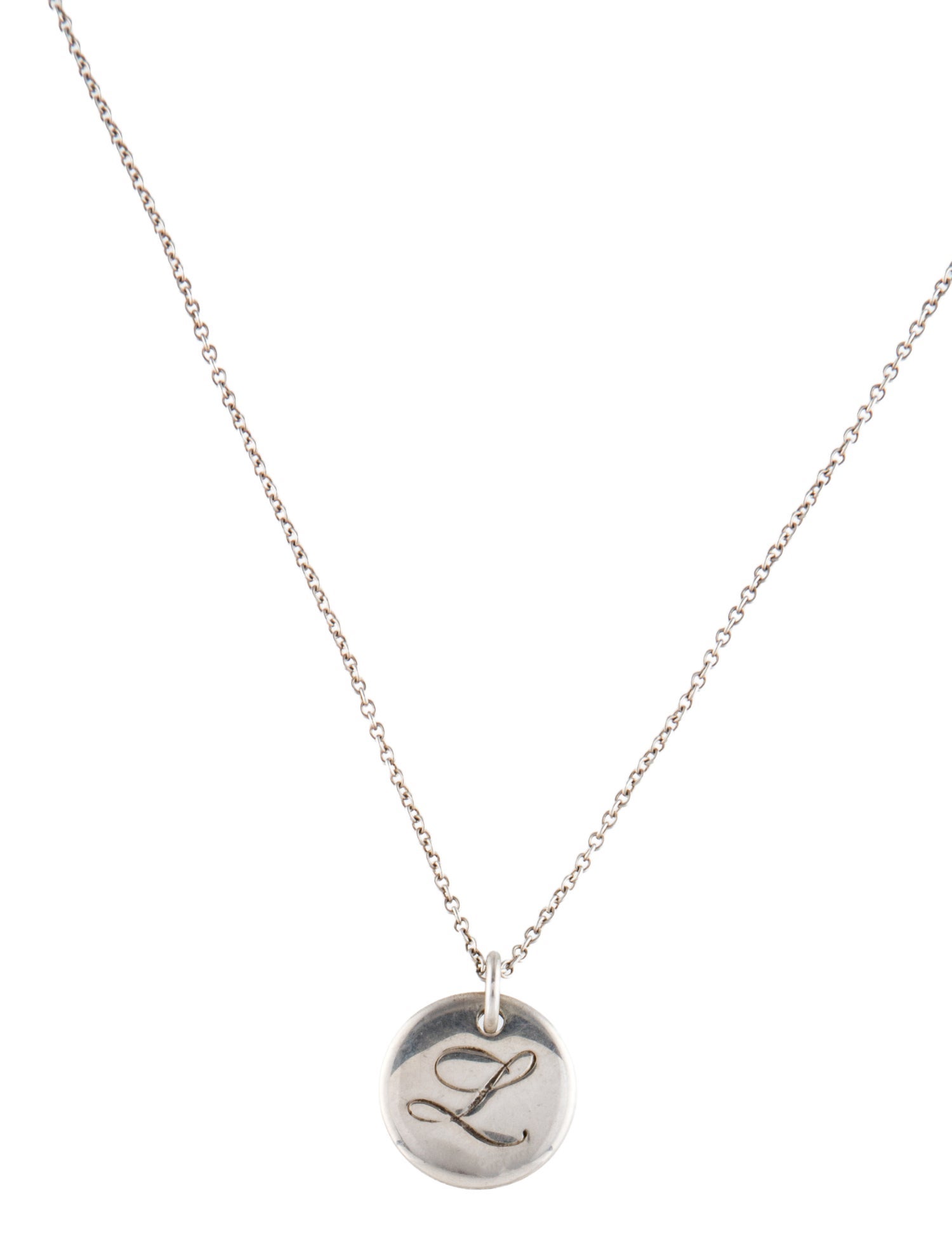 Tiffany & Co. Letter 'L' Notes Round Pendant Necklace
