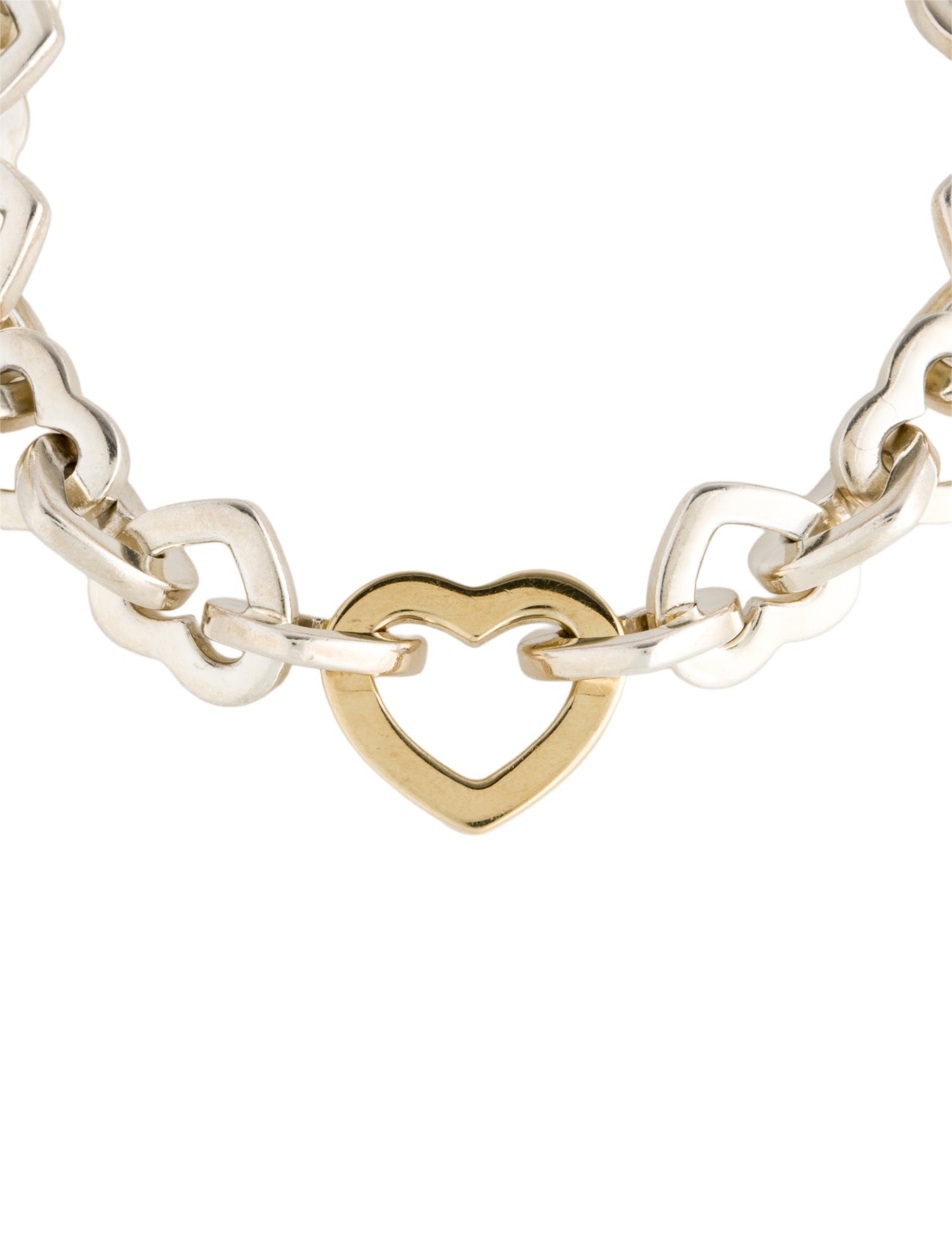 Tiffany & Co. Vintage Two-Tone Heart Link Bracelet