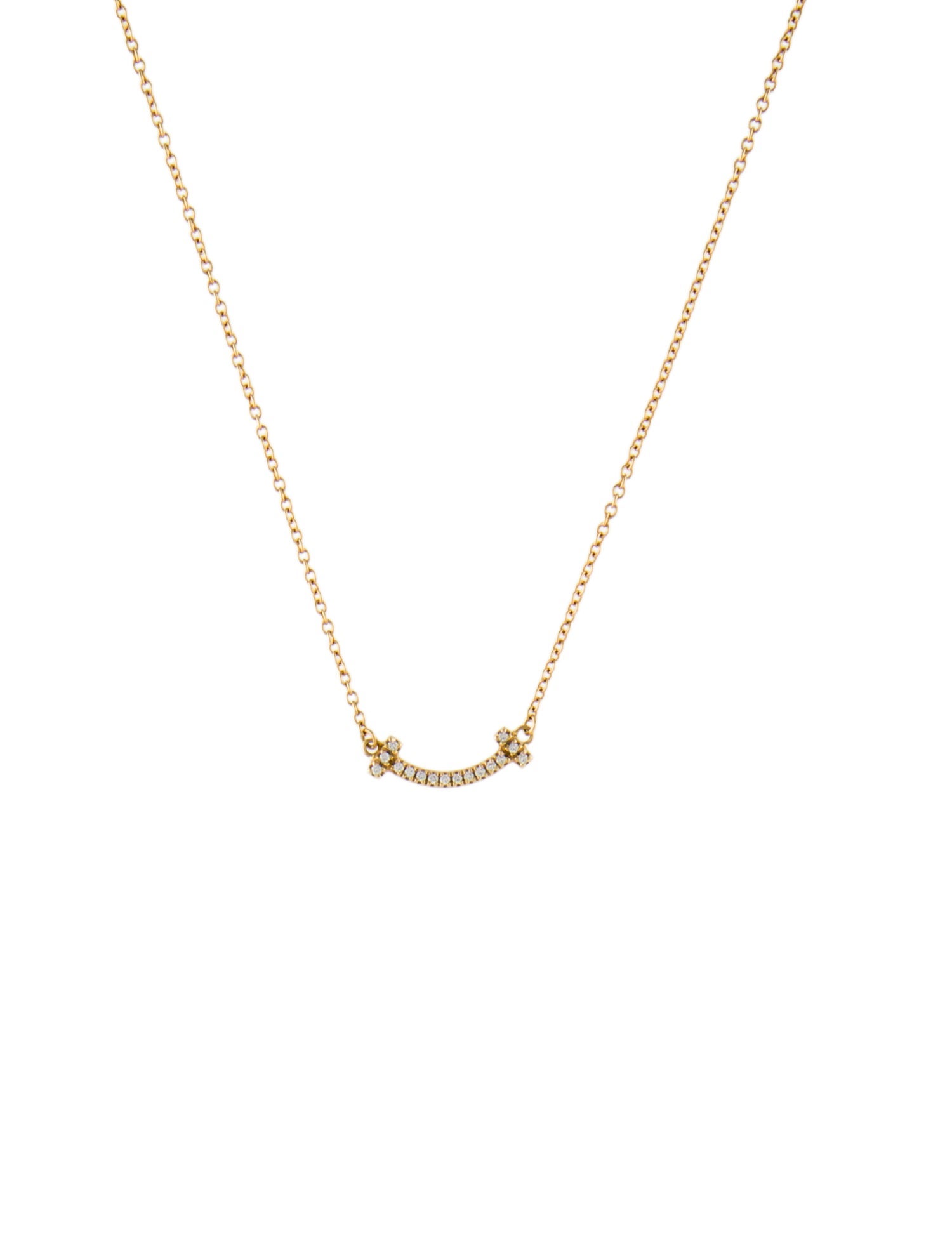 Tiffany & Co. 18K Diamond T Smile Pendant Necklace