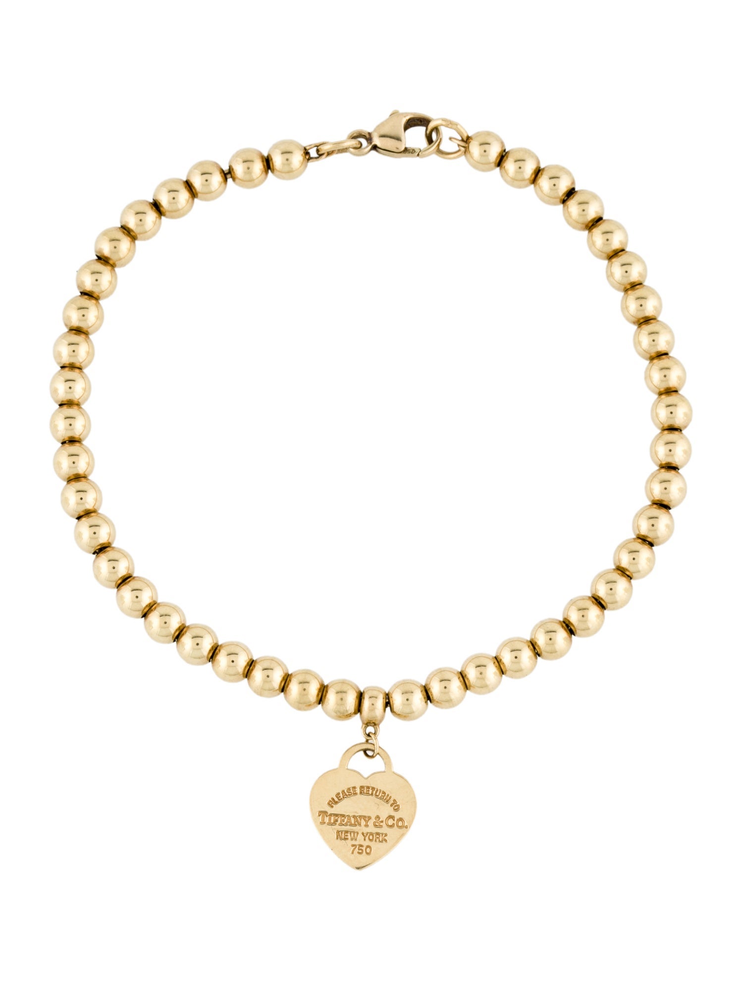 Tiffany & Co. 18K Heart Tag Bead Bracelet