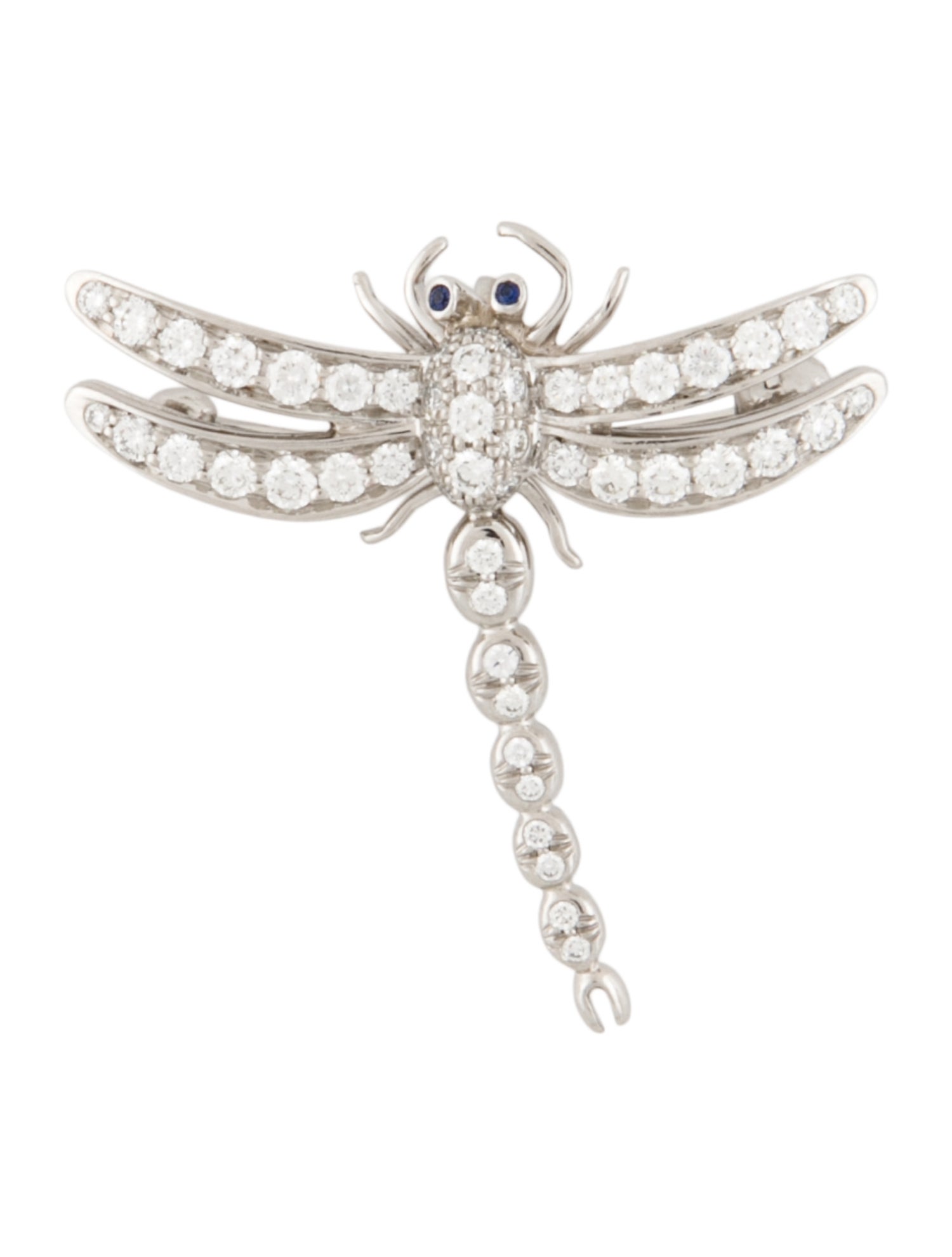 Tiffany & Co. Platinum Diamond & Sapphire Enchant Dragonfly Brooch Pendant