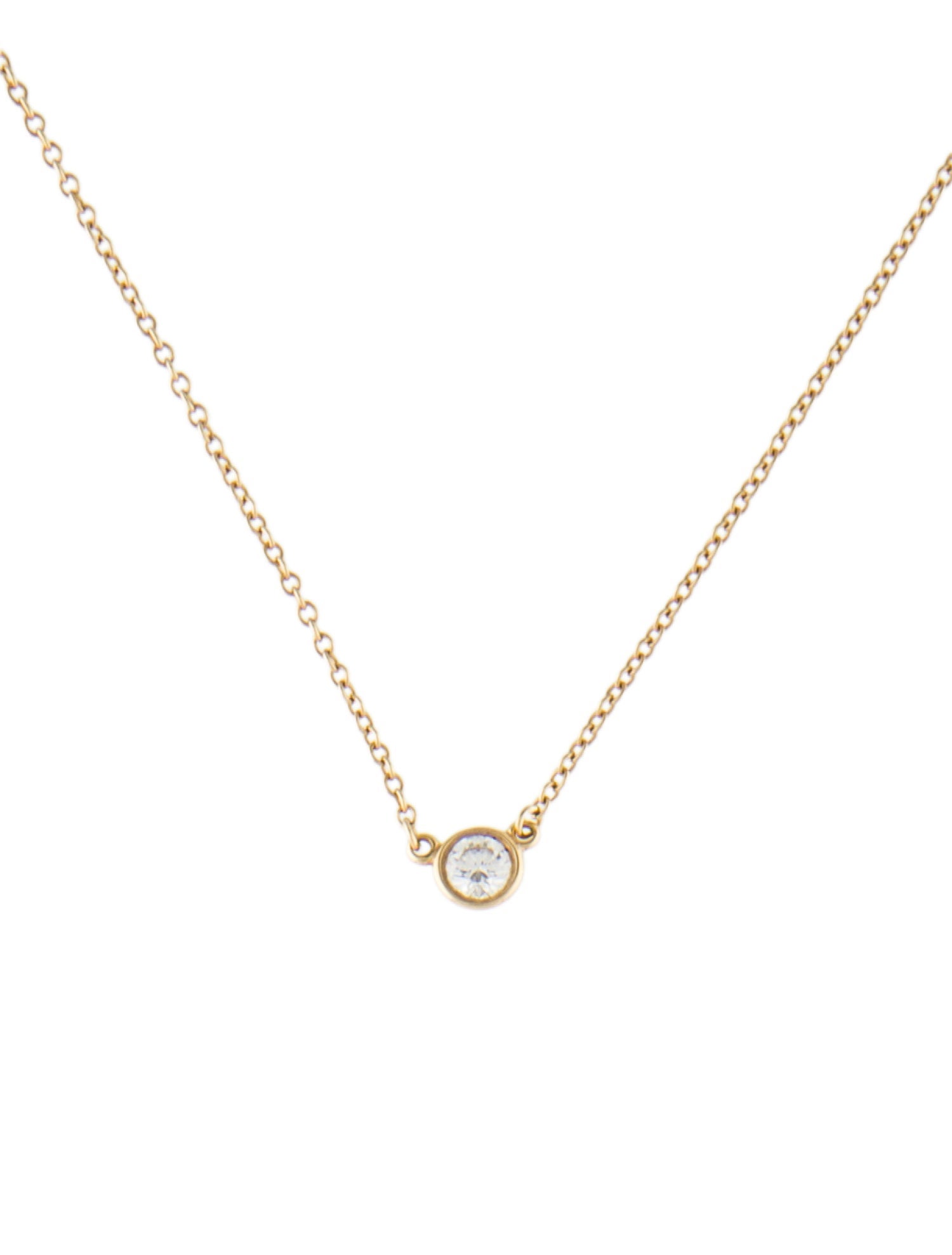 Tiffany & Co. 18K Diamonds by the Yard Single Diamond Pendant Necklace