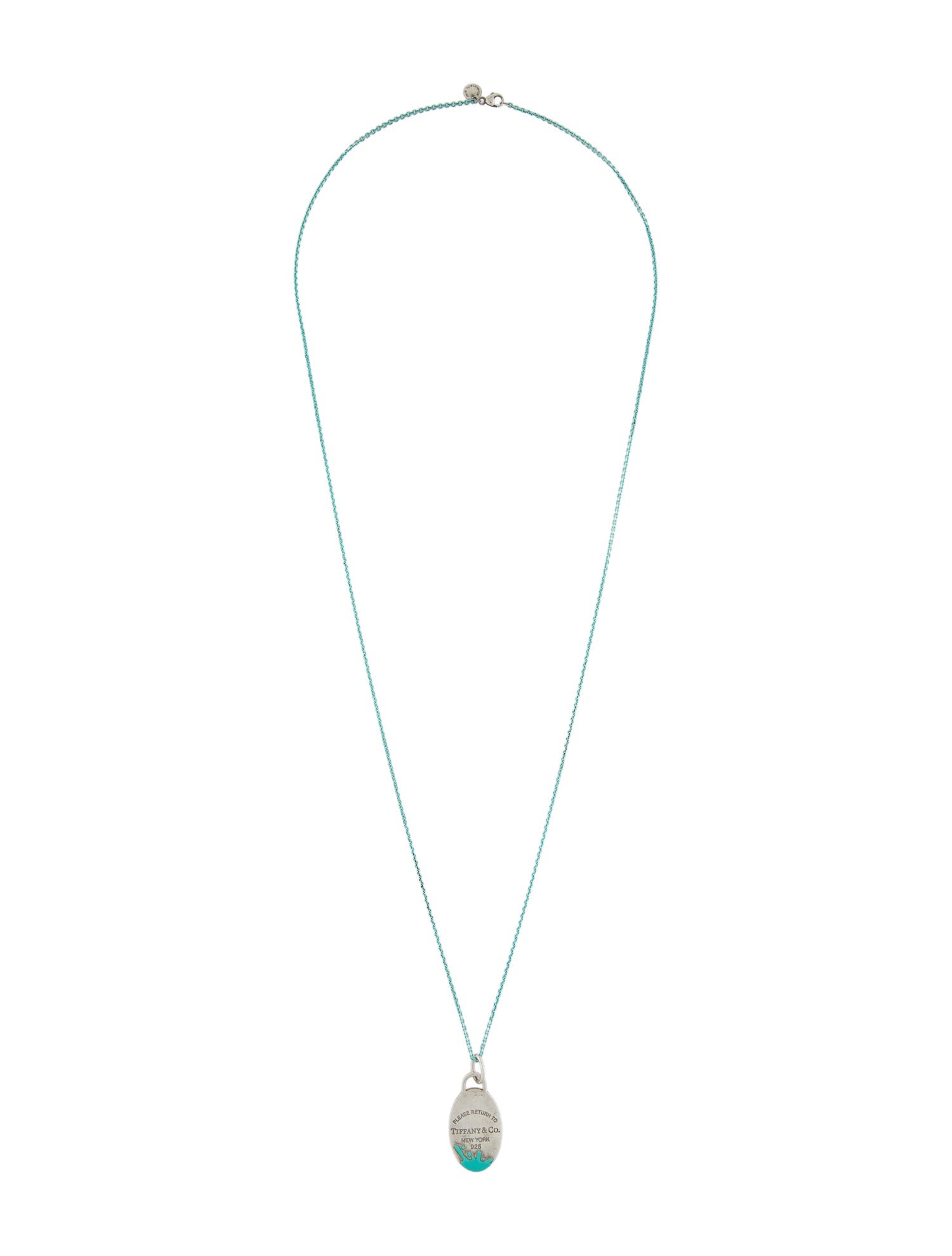 Tiffany & Co. Enamel Color Splash Oval Tag Pendant Sparkle Necklace