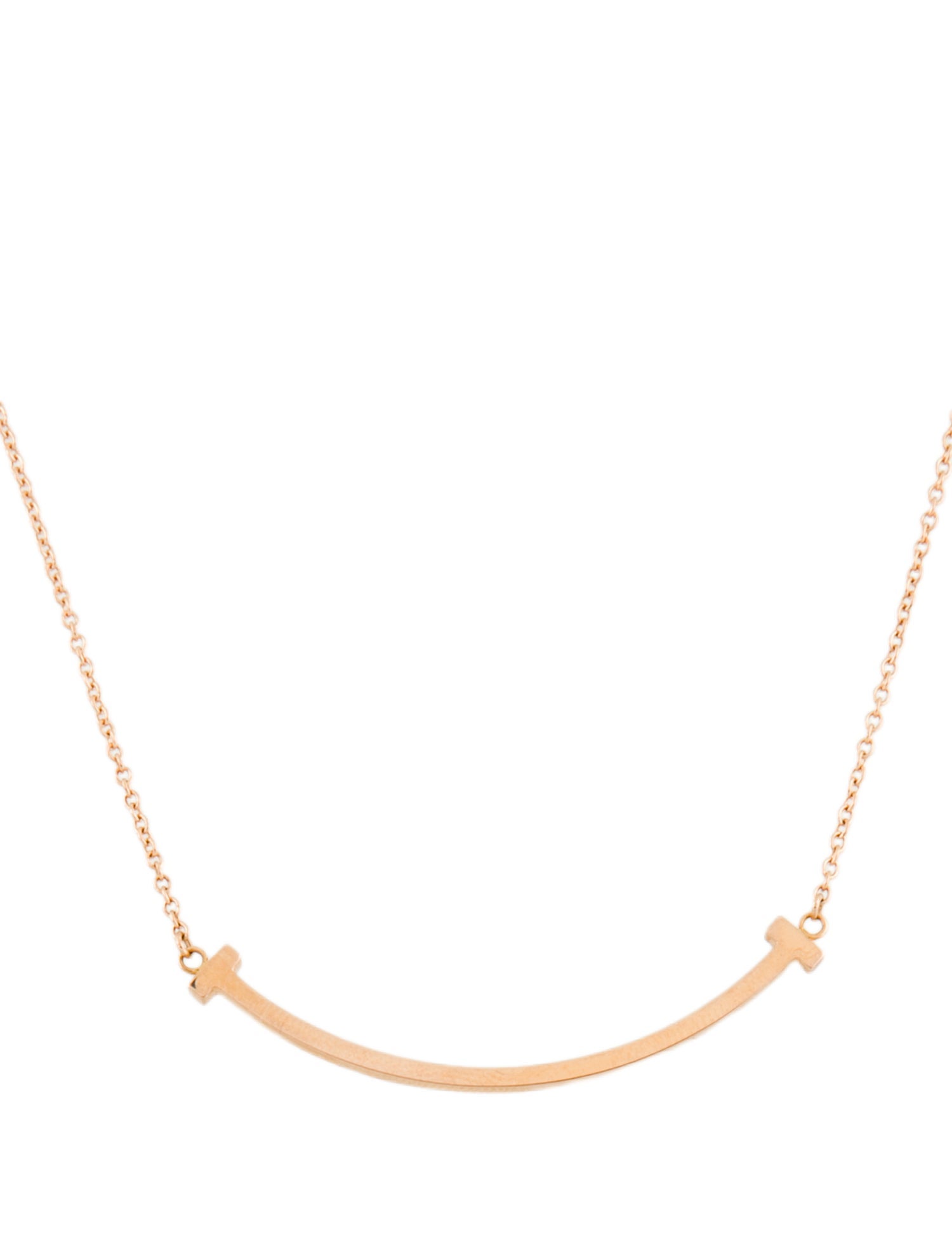 Tiffany & Co. 18K T Smile Pendant Necklace