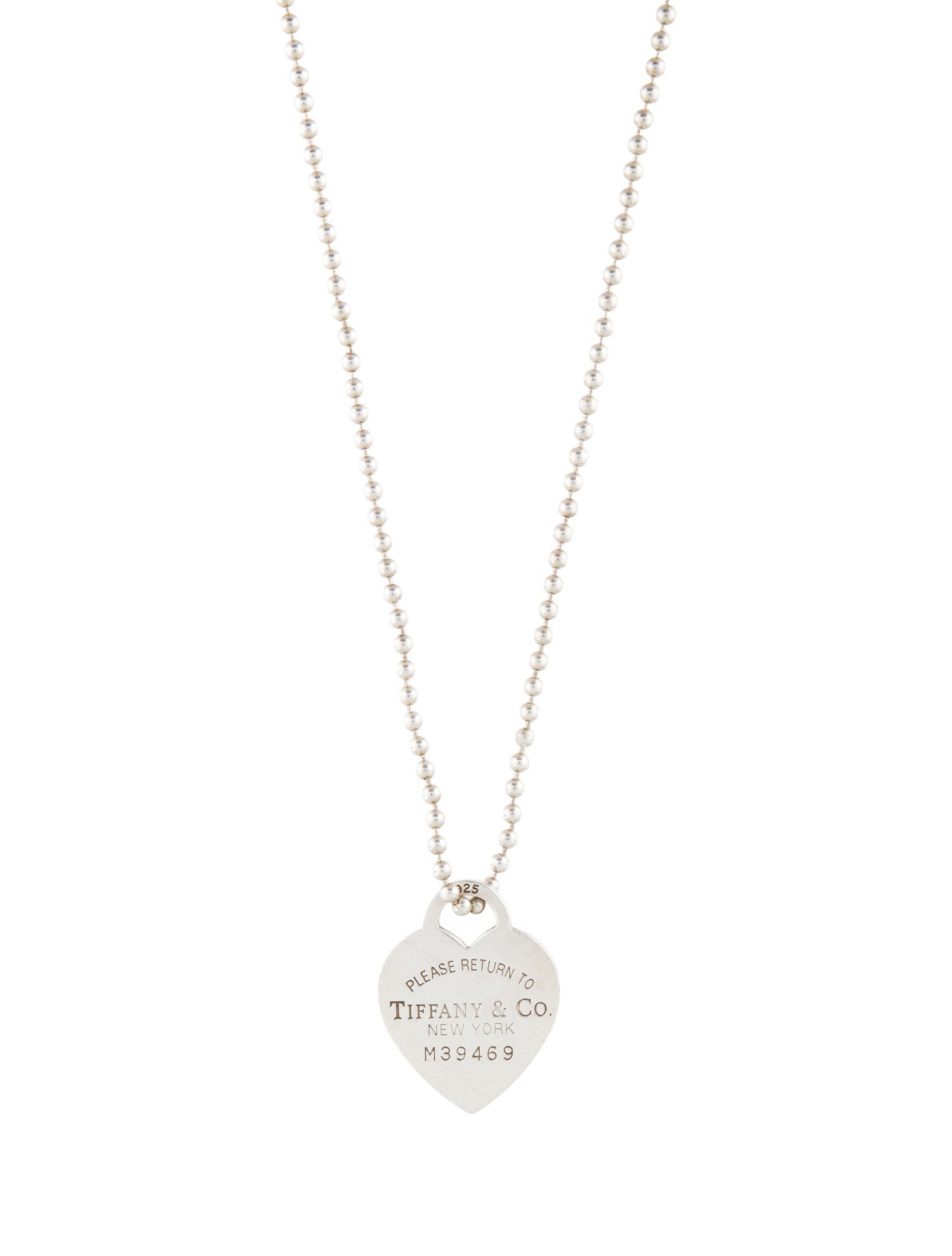 Tiffany & Co. Heart Tag Pendant Beaded Chain Necklace