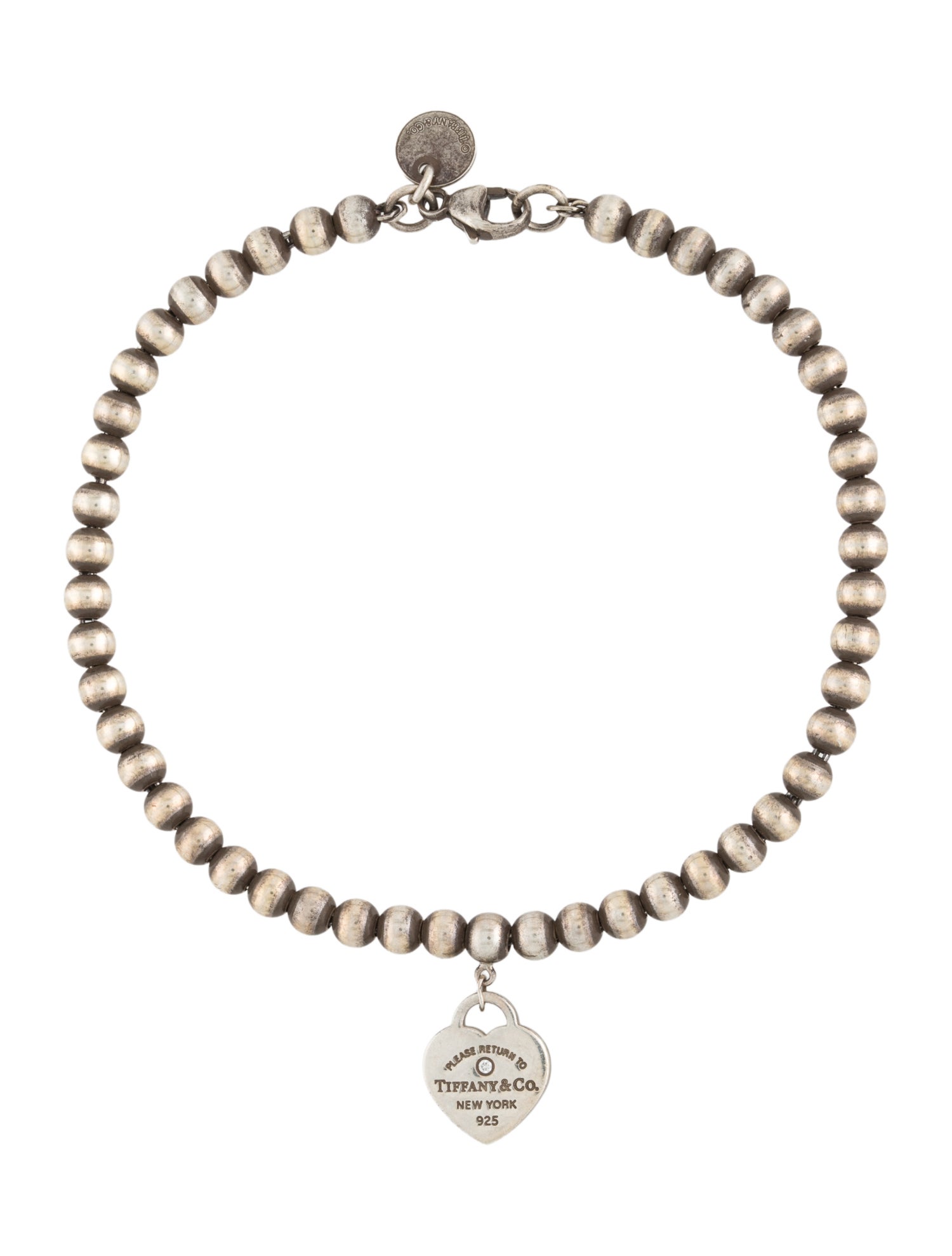 Tiffany & Co. Return to Tiffany Diamond & Enamel Heart Tag Bead Bracelet