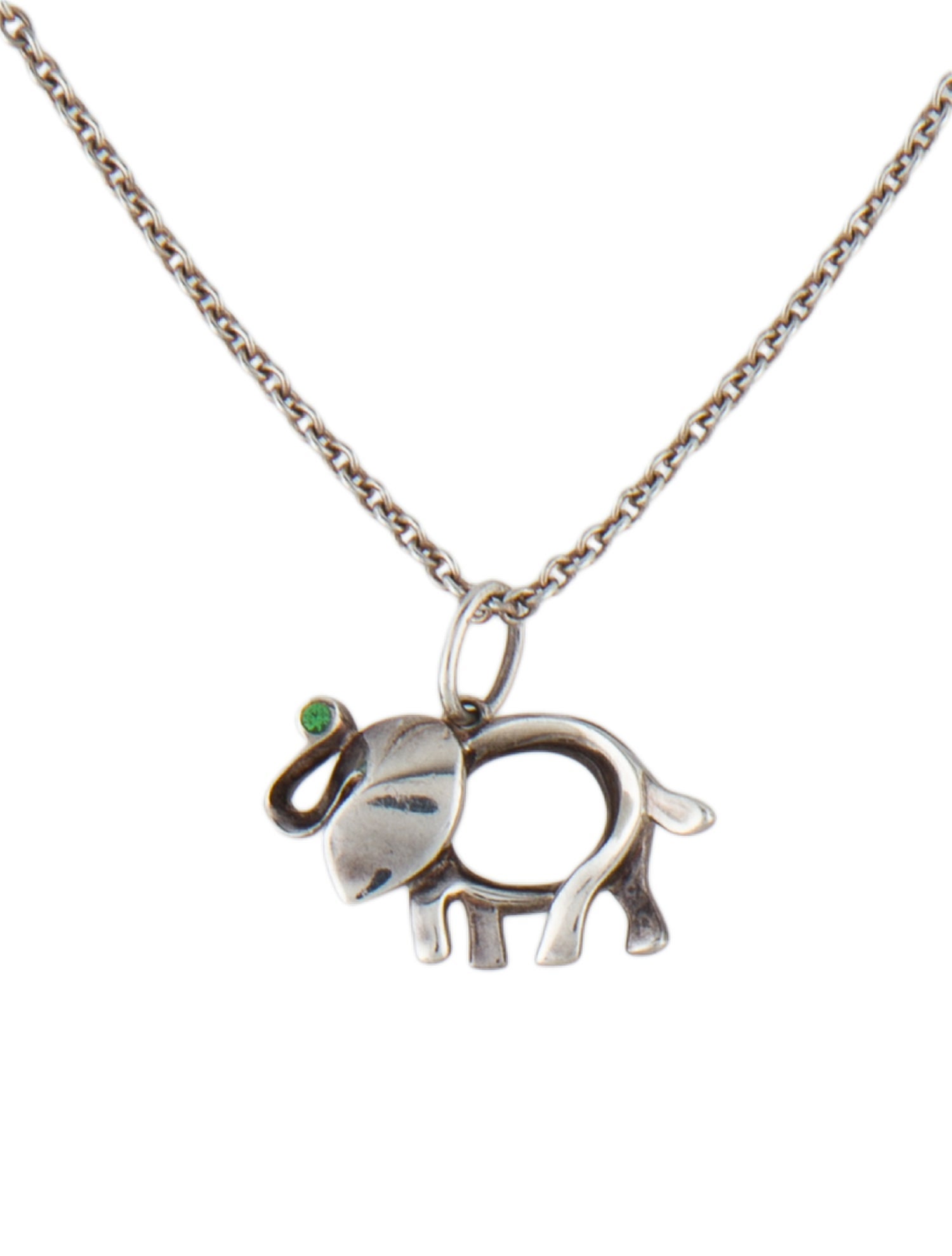 Tiffany & Co. Tsavorite Garnet Save the Wild Elephant Pendant Necklace