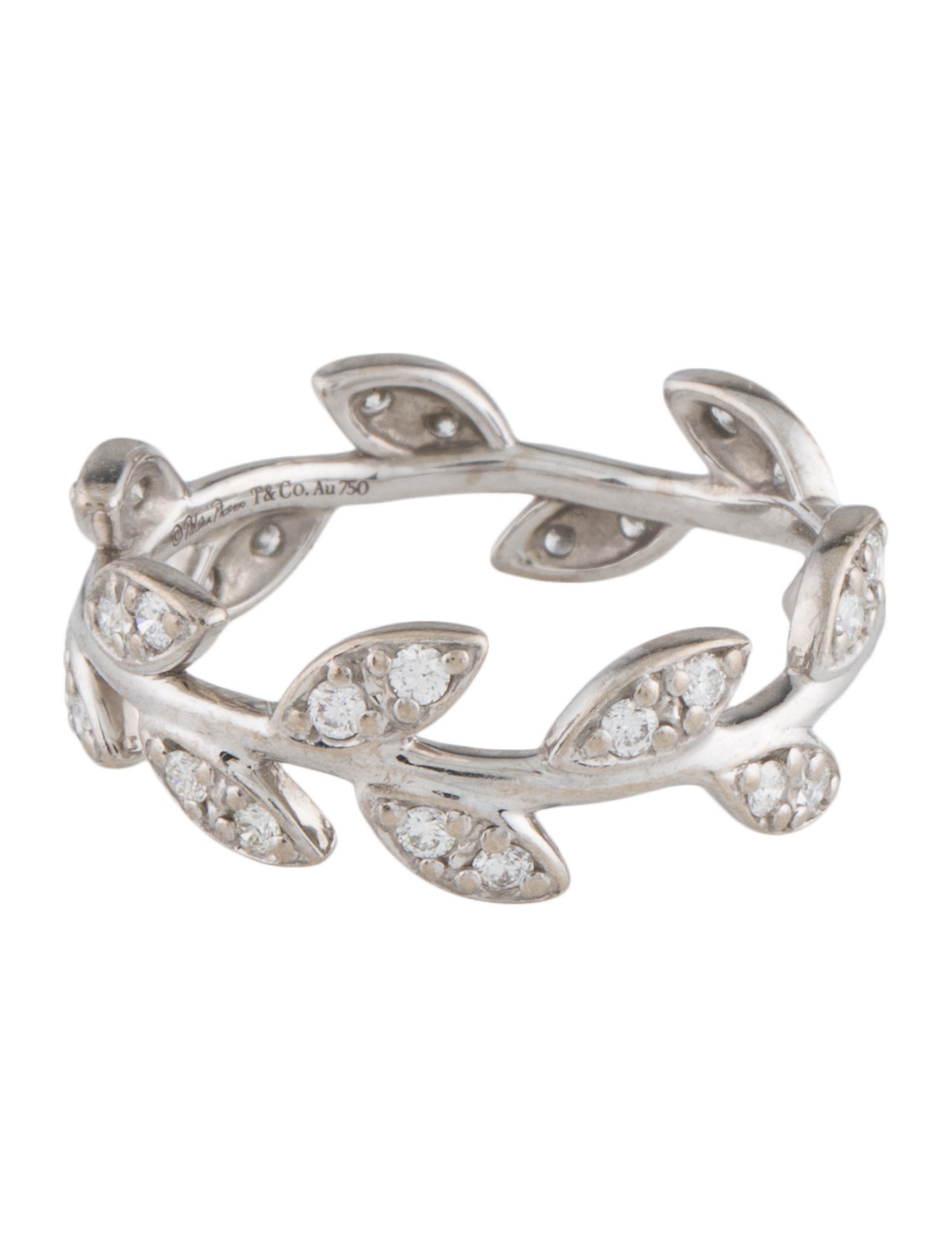 Tiffany & Co. 18K Diamond Olive Leaf Band