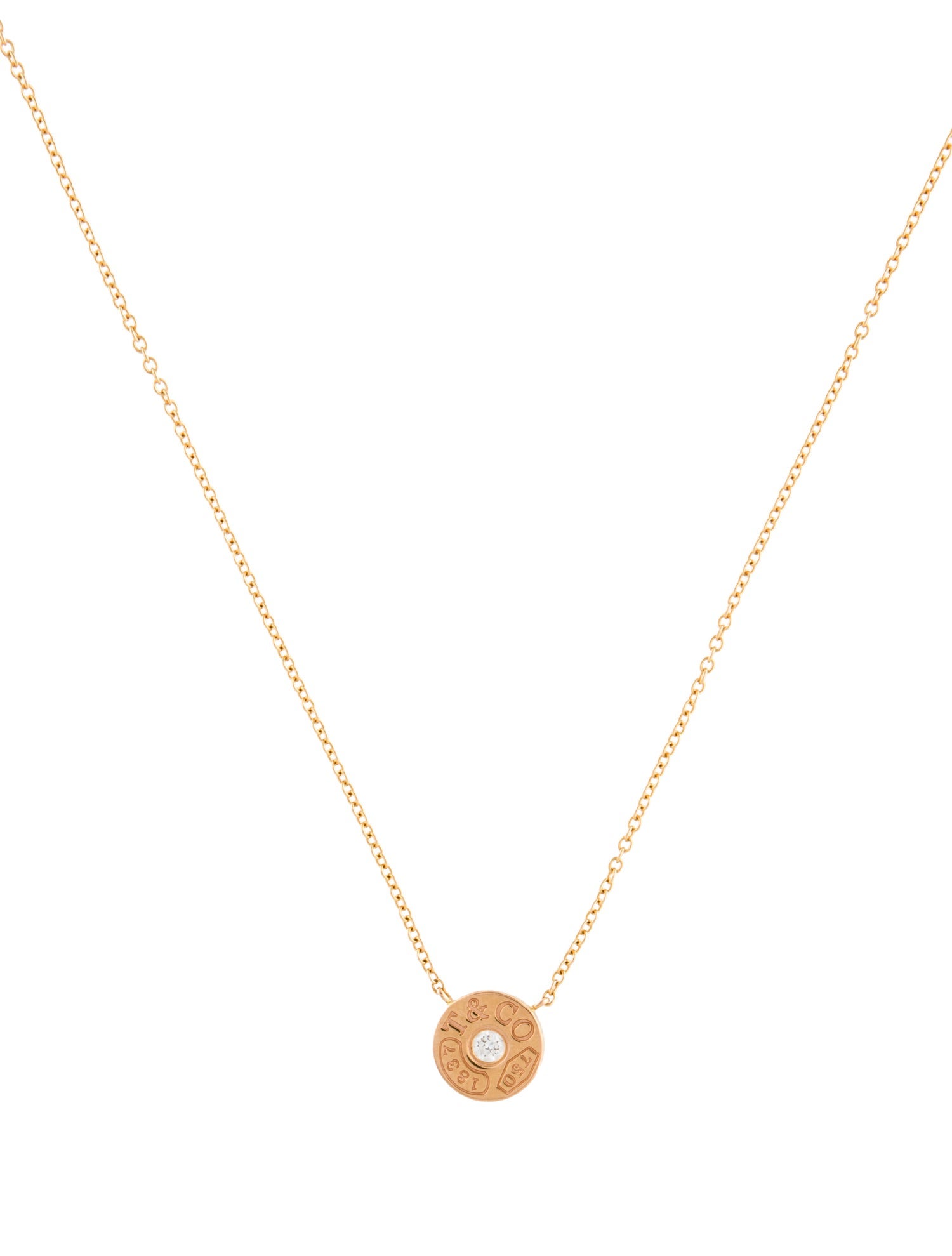 Tiffany & Co. 18K Diamond 1837® Circle Pendant Necklace