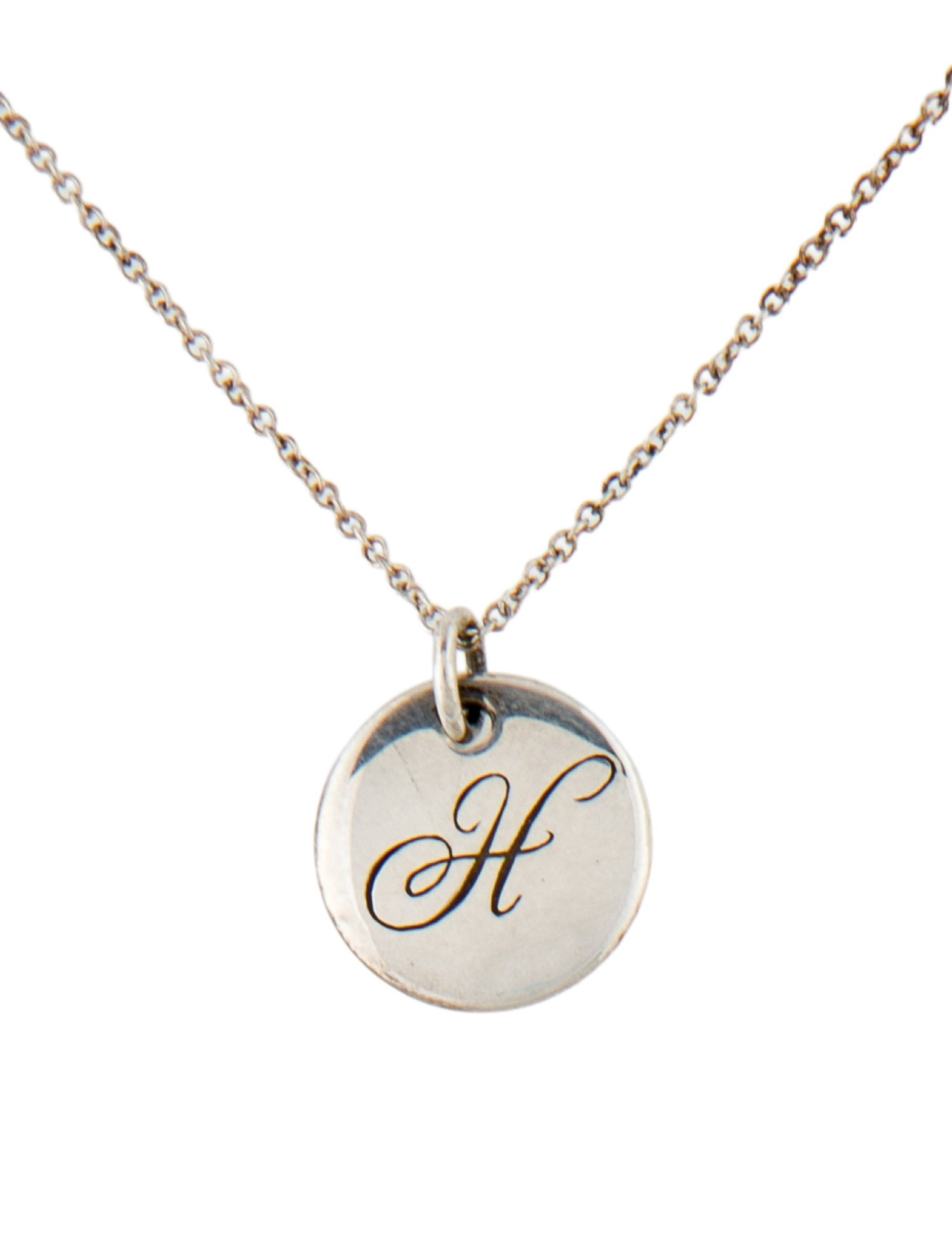 Tiffany & Co. Letter 'H' Round Pendant Necklace