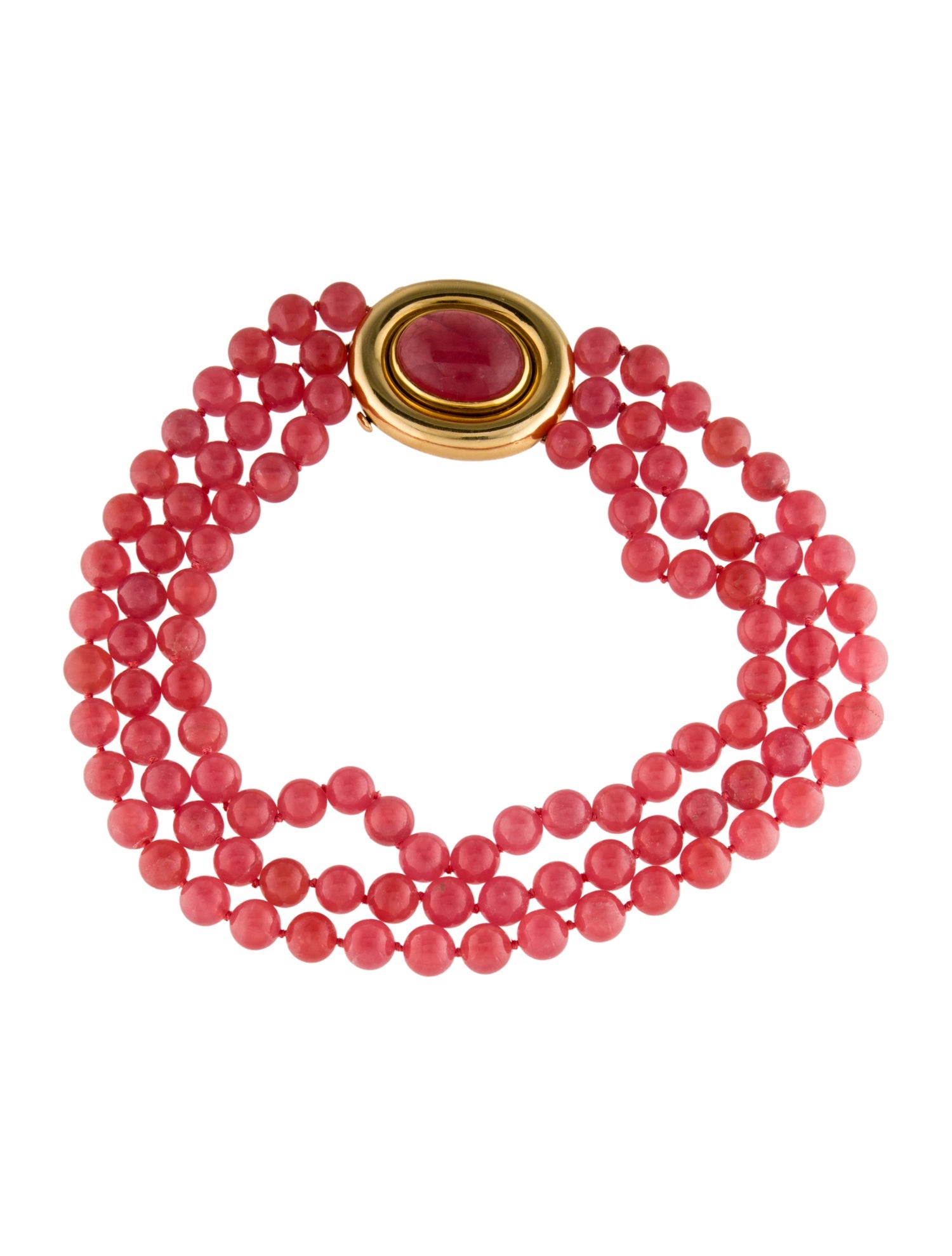 Tiffany & Co. Vintage 18K Rhodochrosite Multi-Strand Bead Necklace