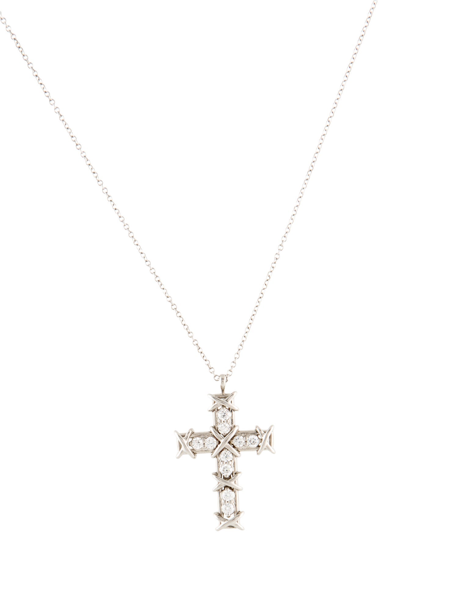 Tiffany & Co. Platinum Diamond Schlumberger Pendant Necklace