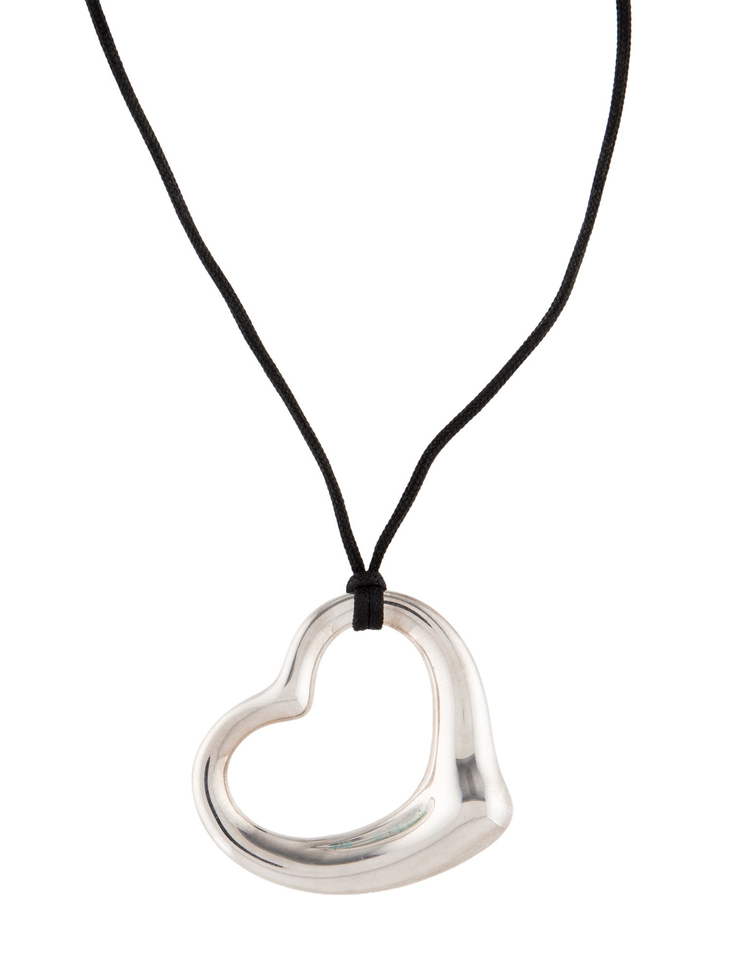 Tiffany & Co. Open Heart Pendant Cord Necklace