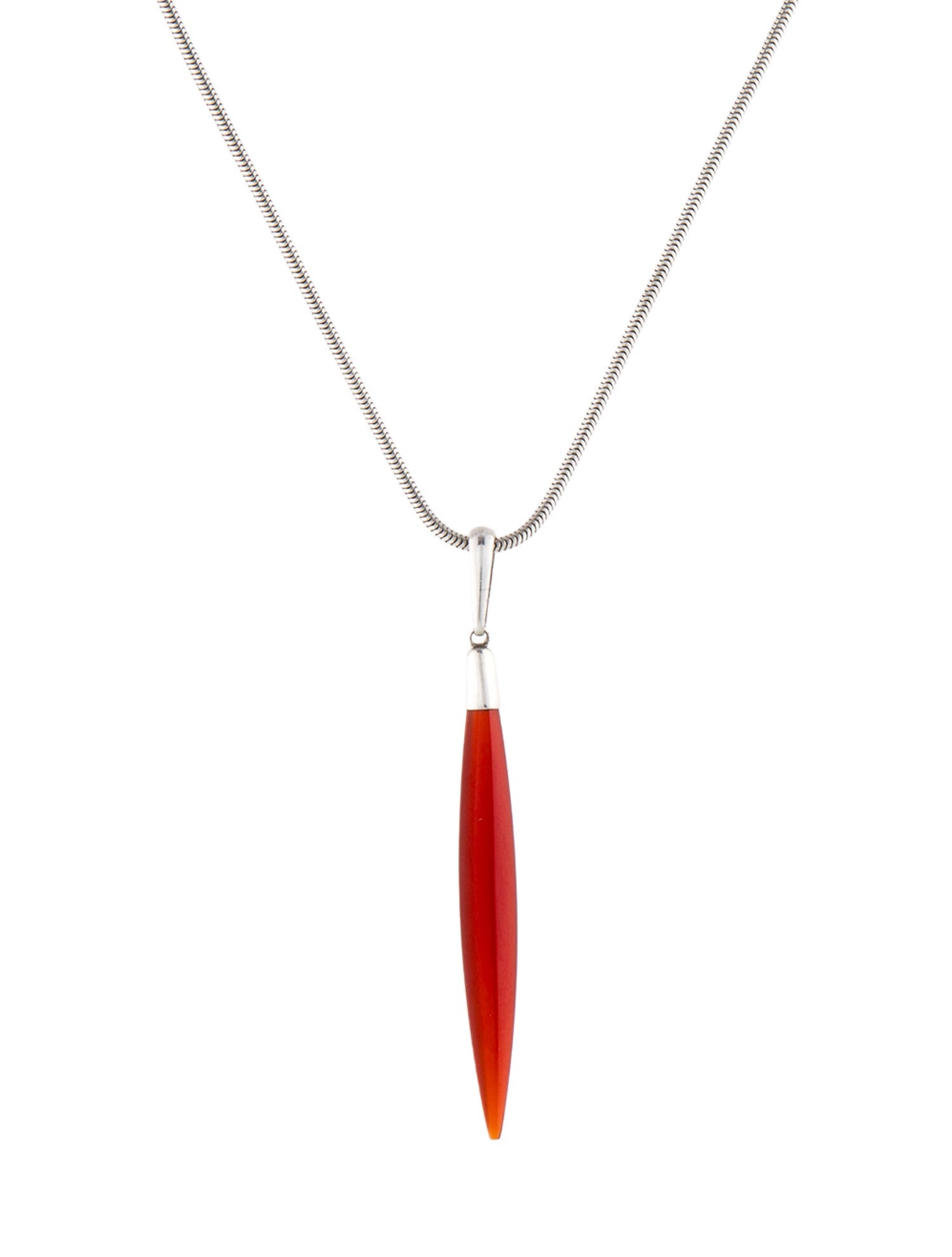 Tiffany & Co. Carnelian Feather Pendant Necklace