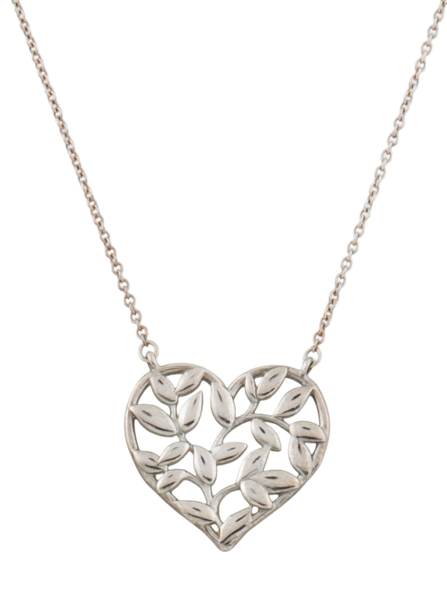 Tiffany & Co. Olive Leaf Heart Pendant Necklace