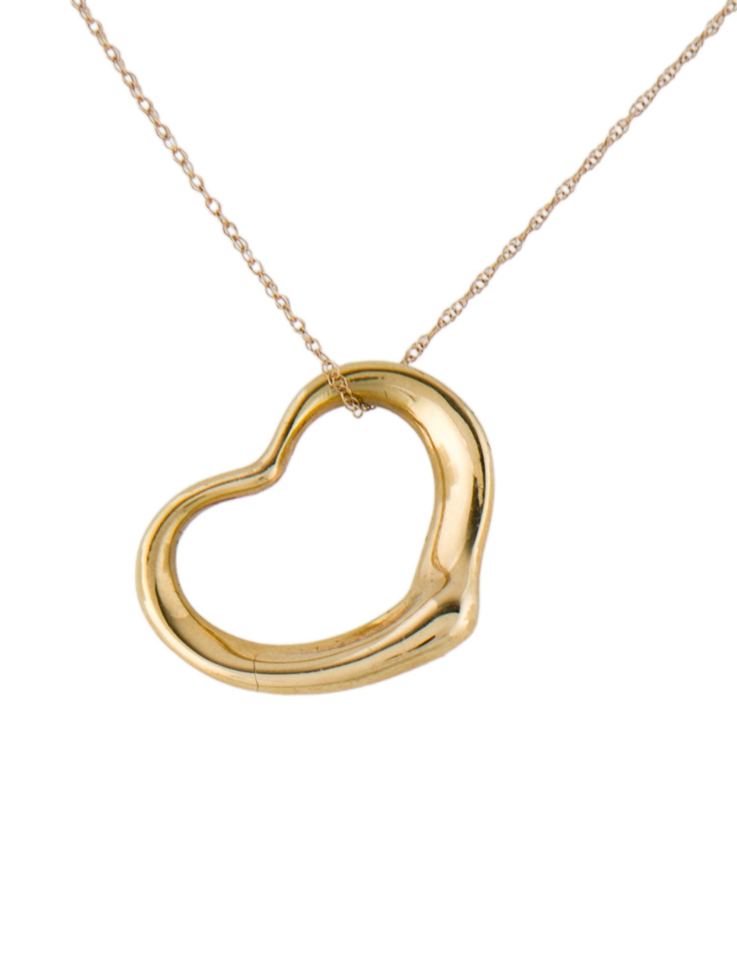 Tiffany & Co. 18K Open Heart Pendant w/ 14K Unbranded Rope Chain Link Necklace