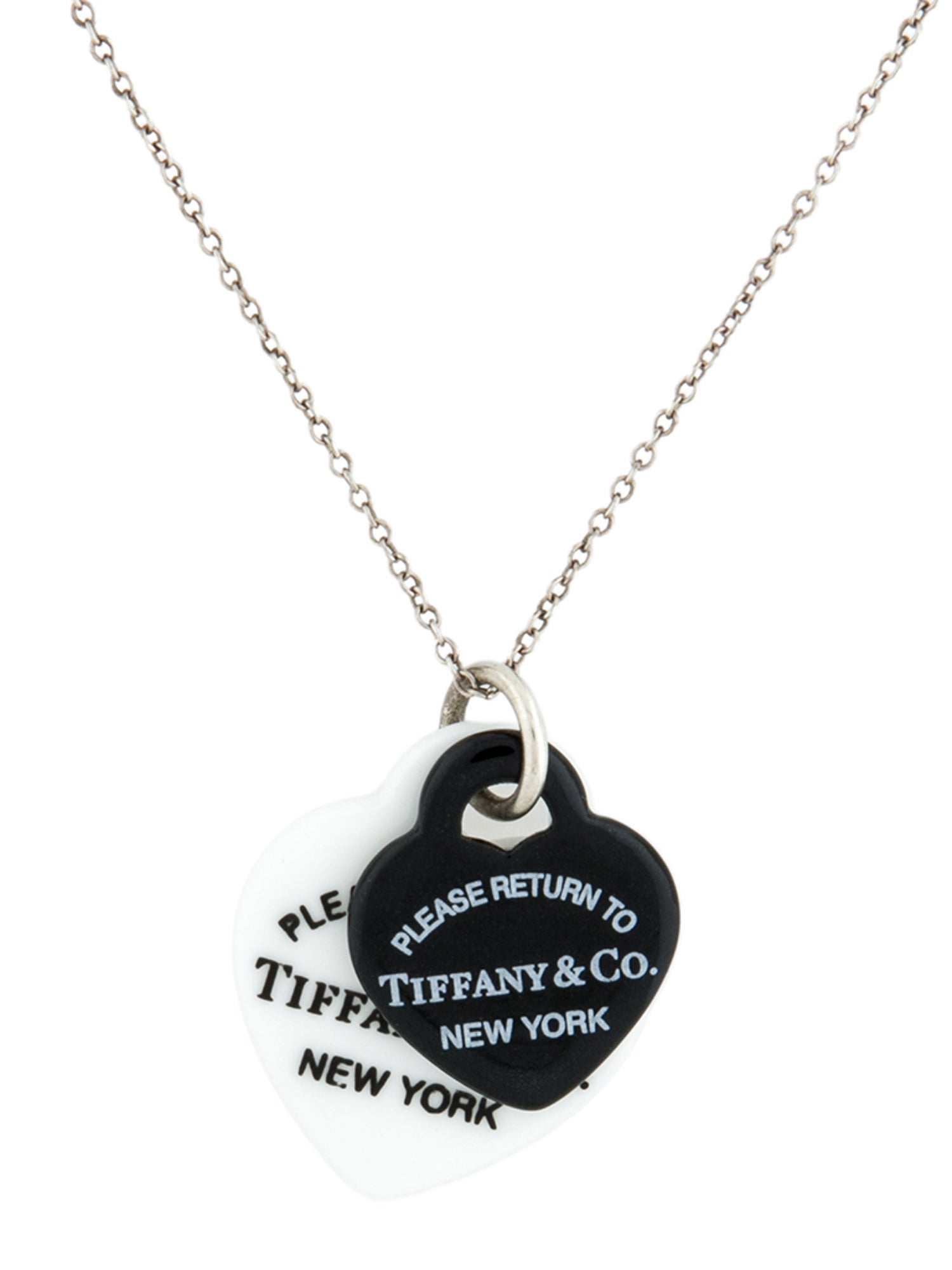 Tiffany & Co. Ceramic Double Heart Pendant Necklace