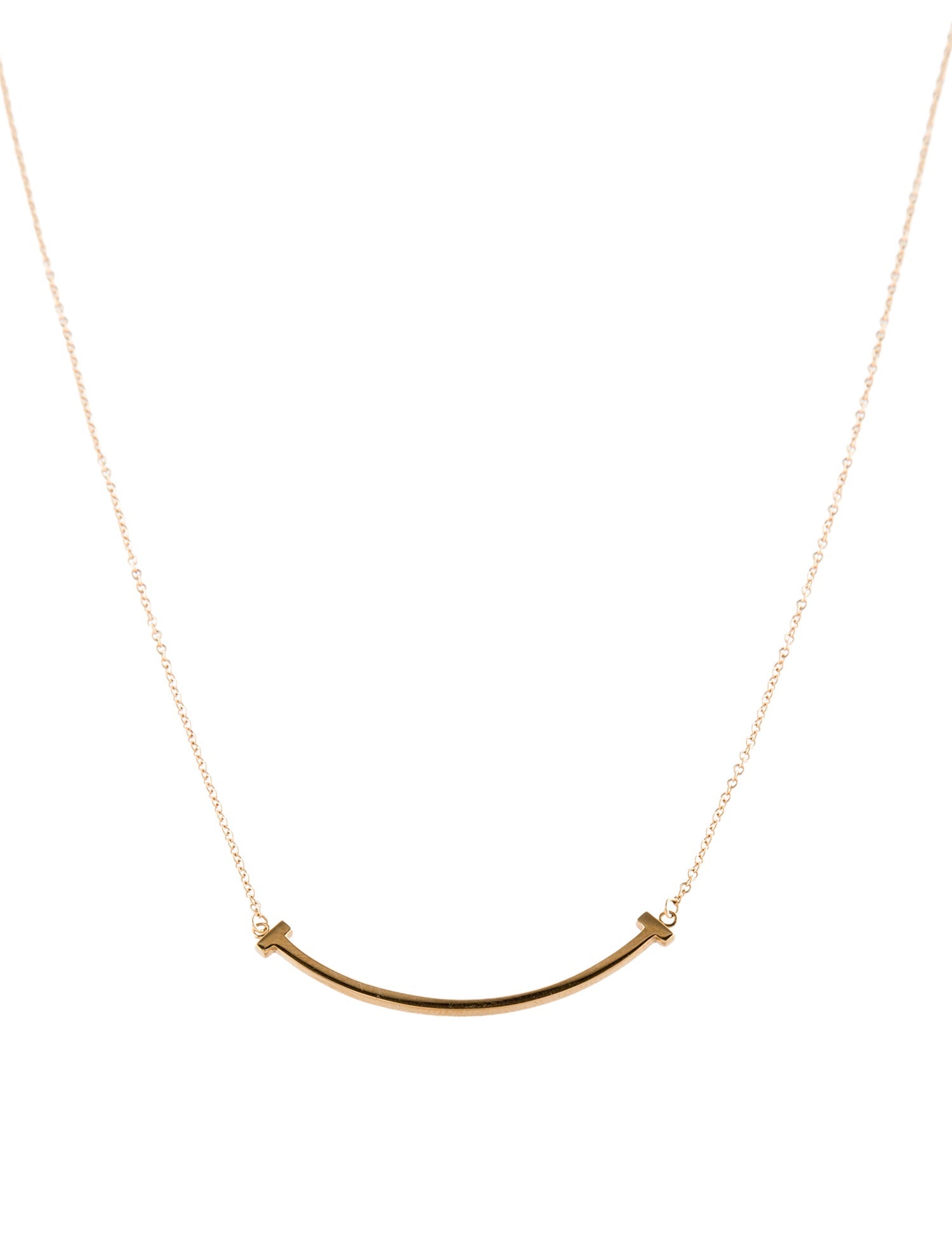 Tiffany & Co. 18K T Smile Pendant Necklace