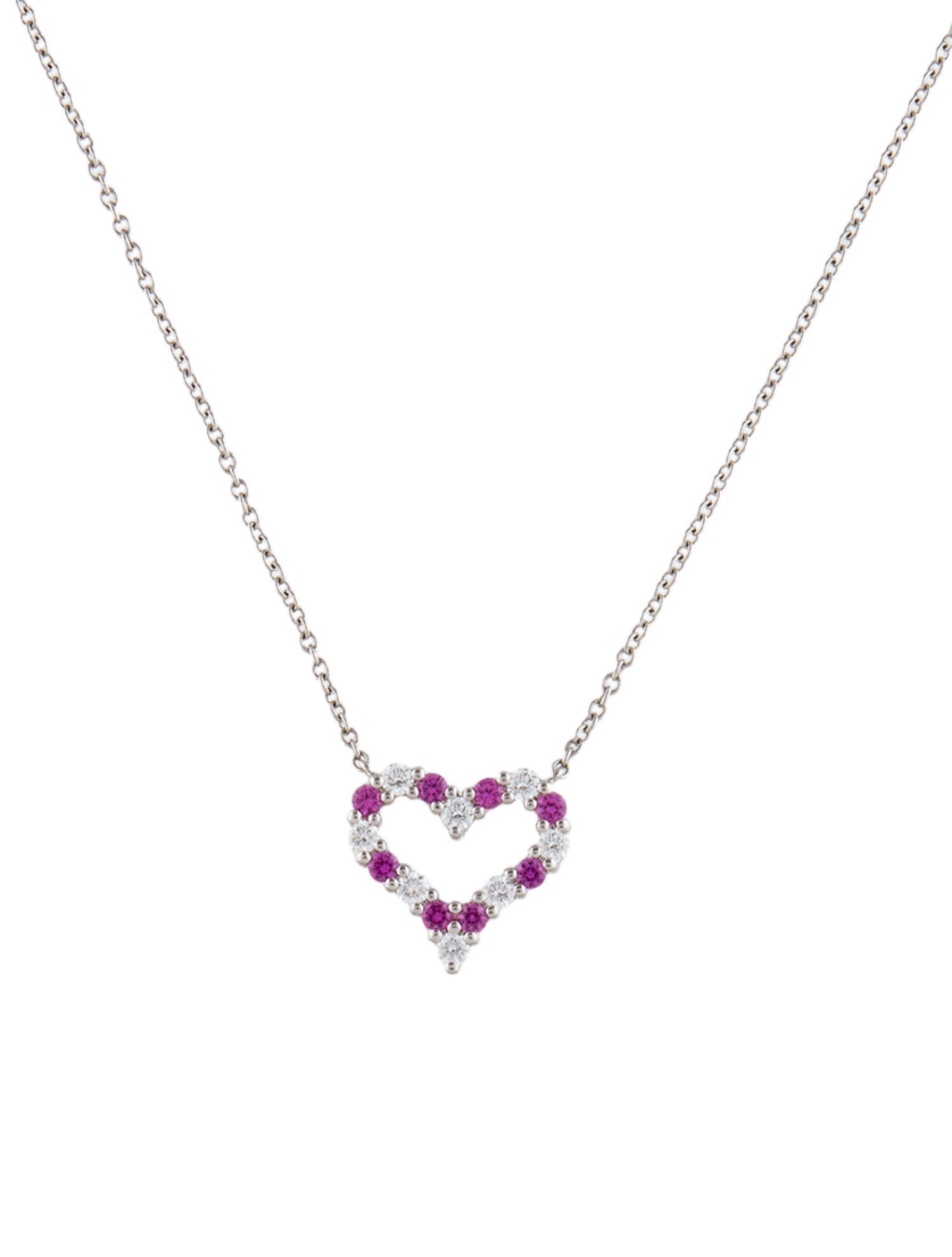 Tiffany & Co. Platinum Sapphire & Diamond Heart Pendant Necklace