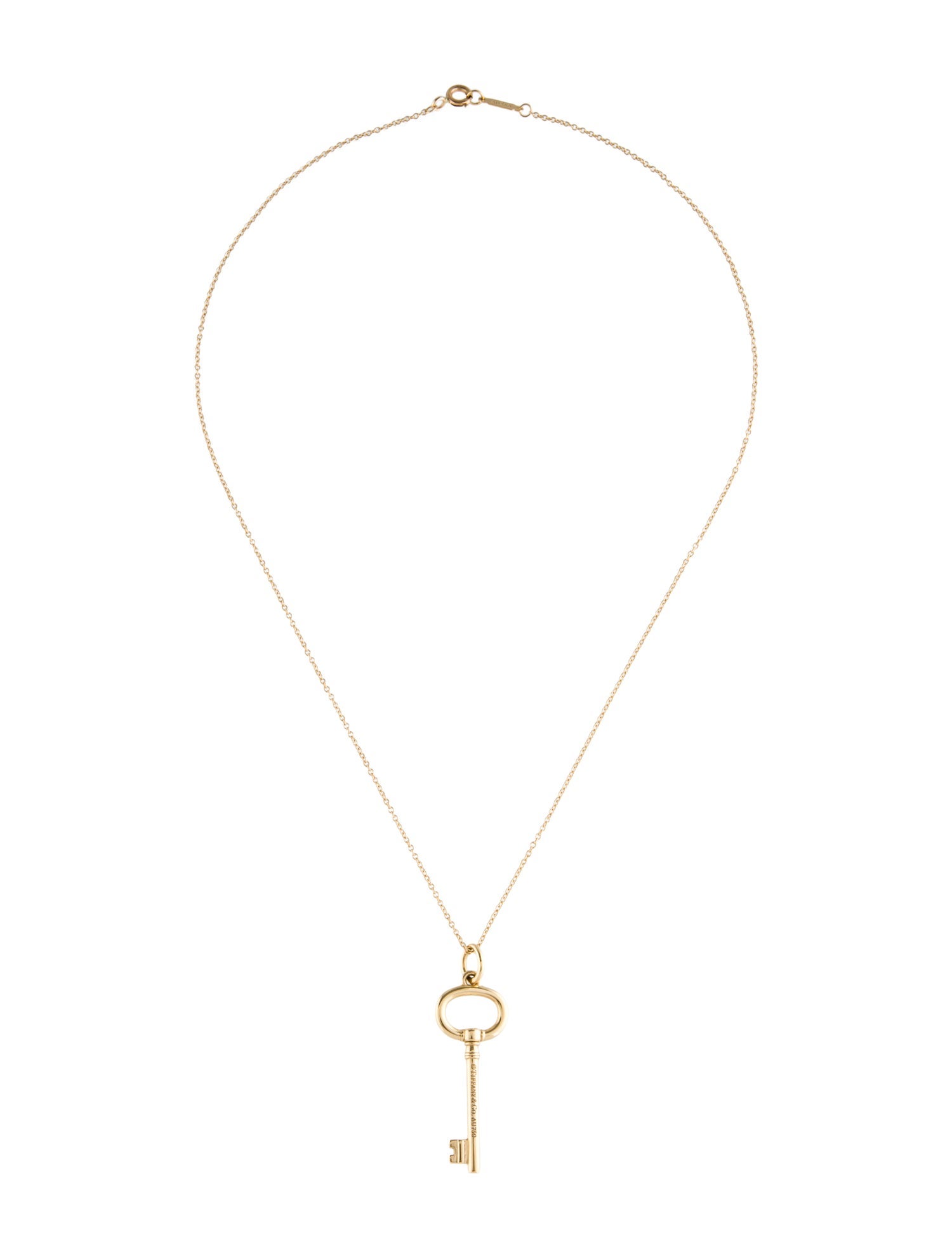 Tiffany & Co. 18K Oval Key Pendant Necklace
