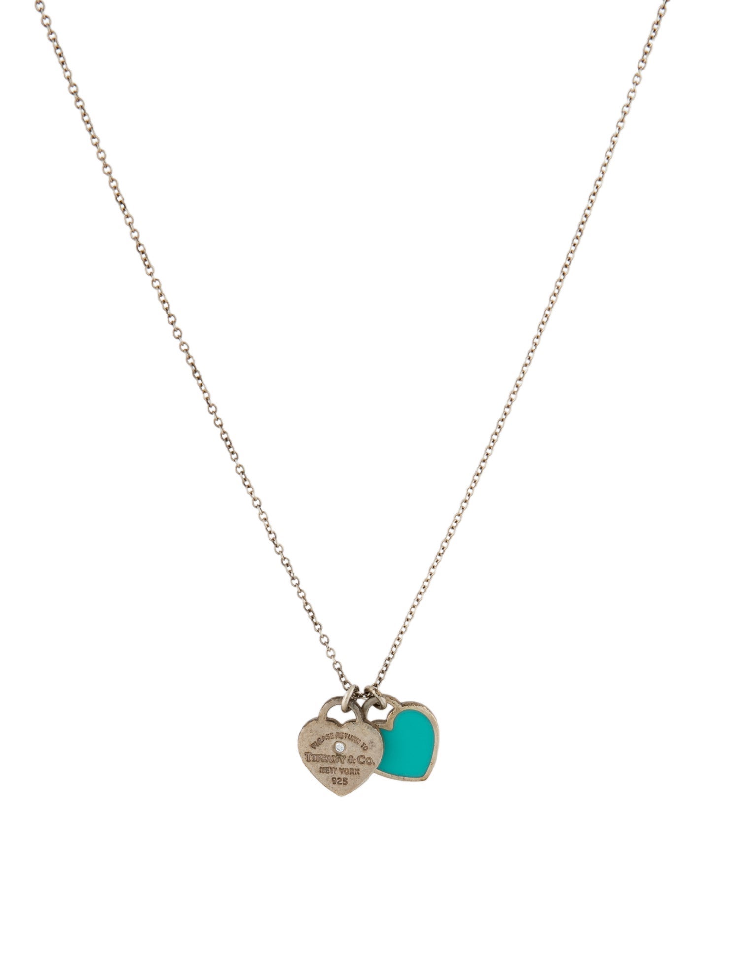 Tiffany & Co. Enamel & Diamond Mini Heart Pendant Necklace