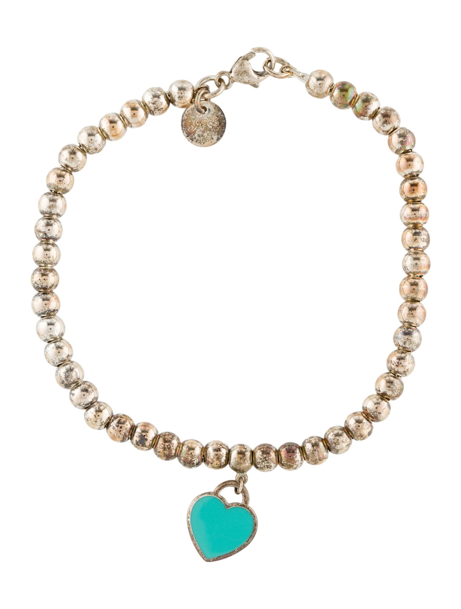 Tiffany & Co. Enamel Heart Tag Bead Bracelet