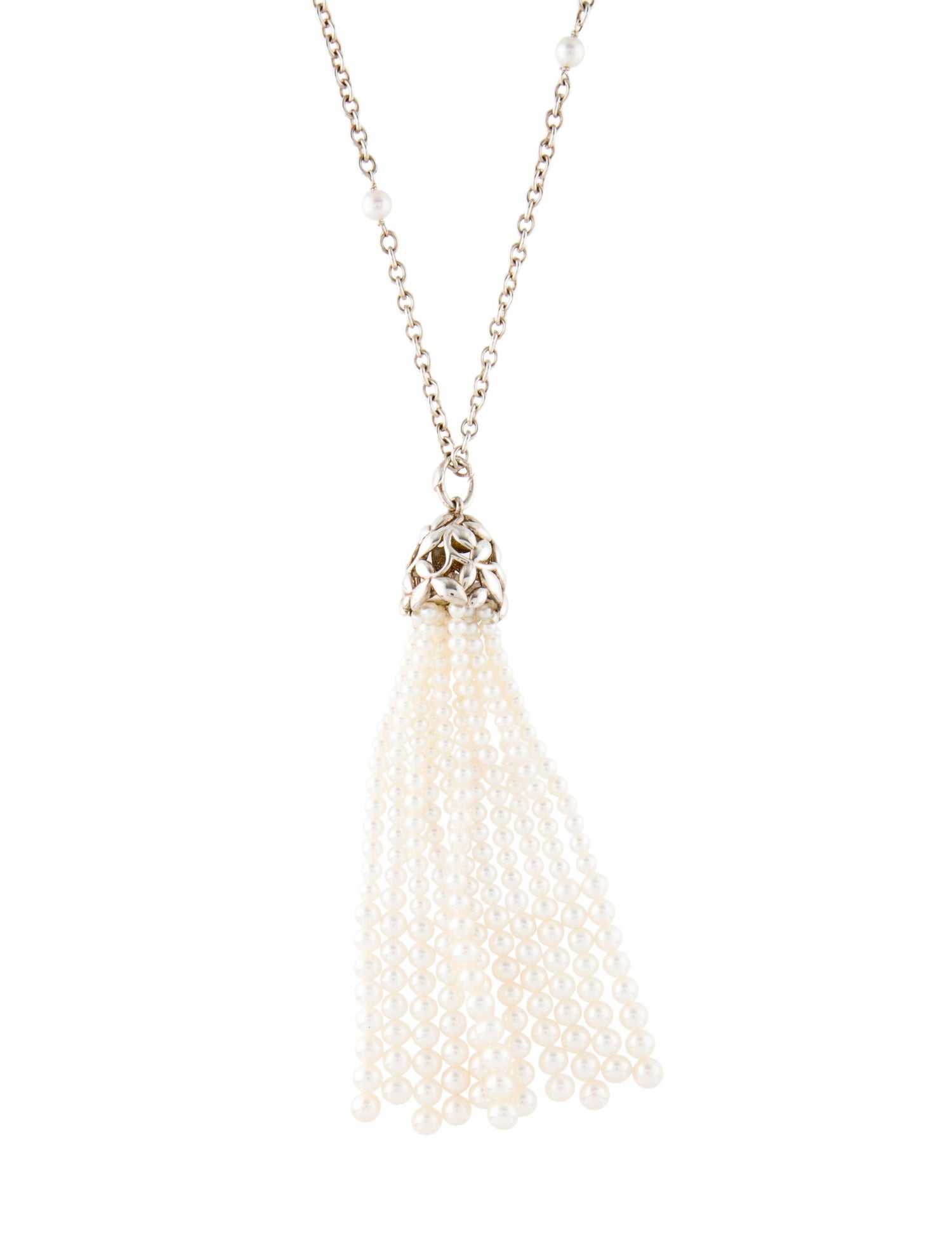 Tiffany & Co. Pearl Paloma Picasso Olive Leaf Tassel Pendant Necklace