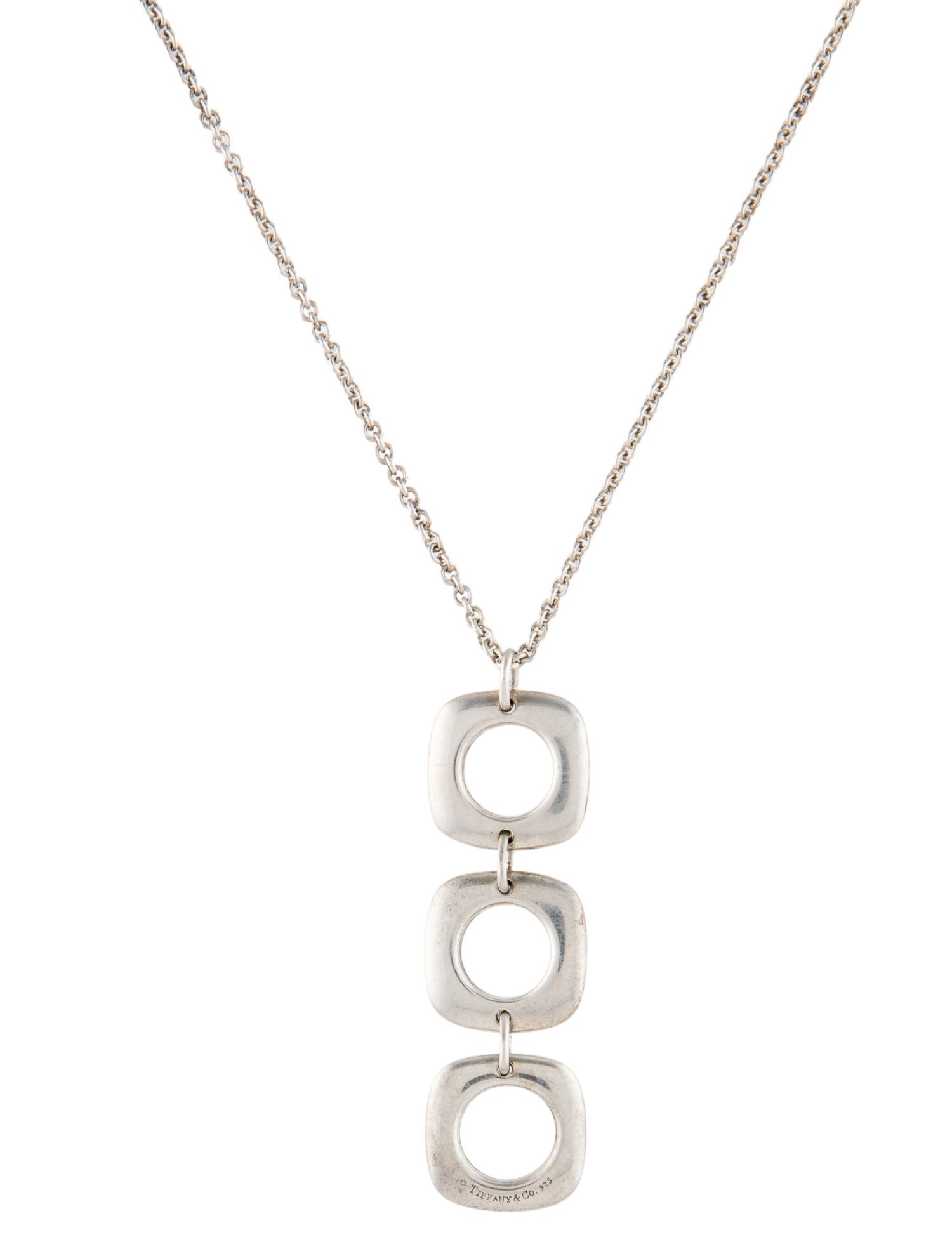 Tiffany & Co. Square Cushion Triple Drop Pendant Necklace