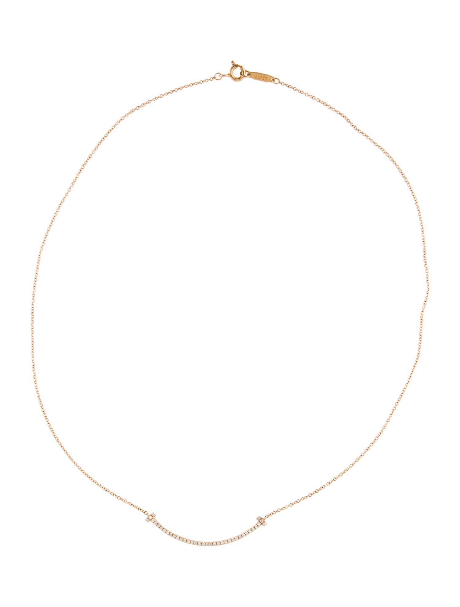 Tiffany & Co. 18K Diamond T Smile Pendant Necklace