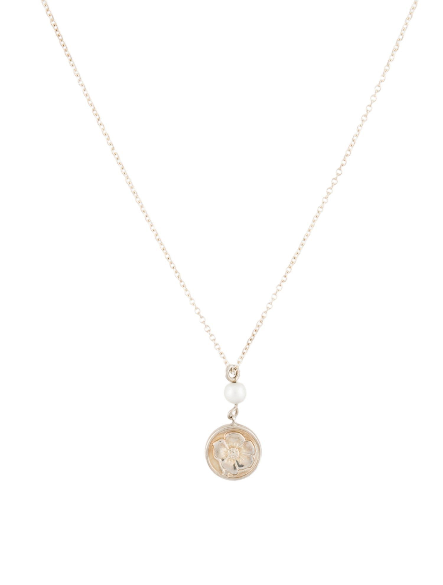 Tiffany & Co. Pearl Flower Pendant Necklace