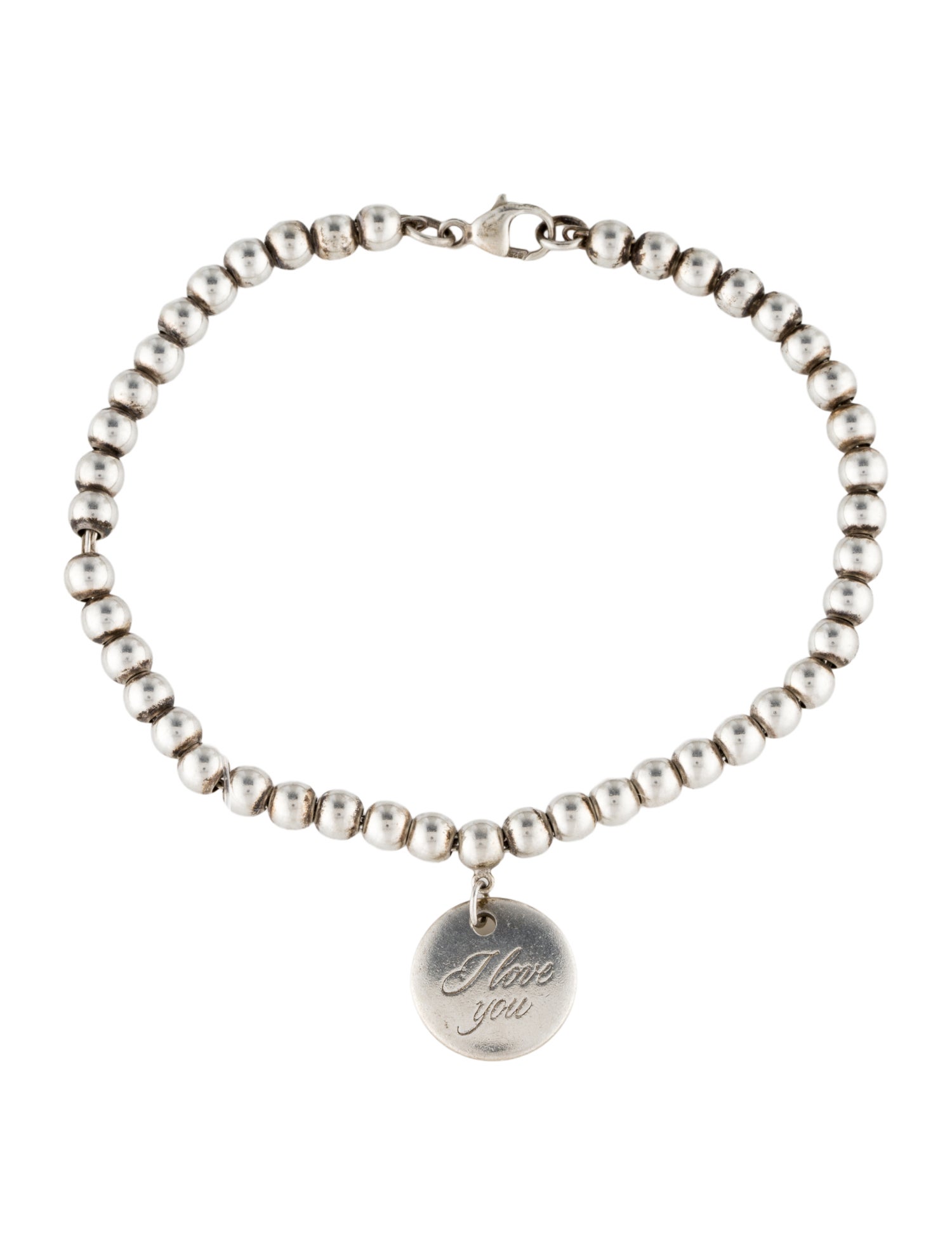 Tiffany & Co. 'I Love You' Round Tag Bead Bracelet