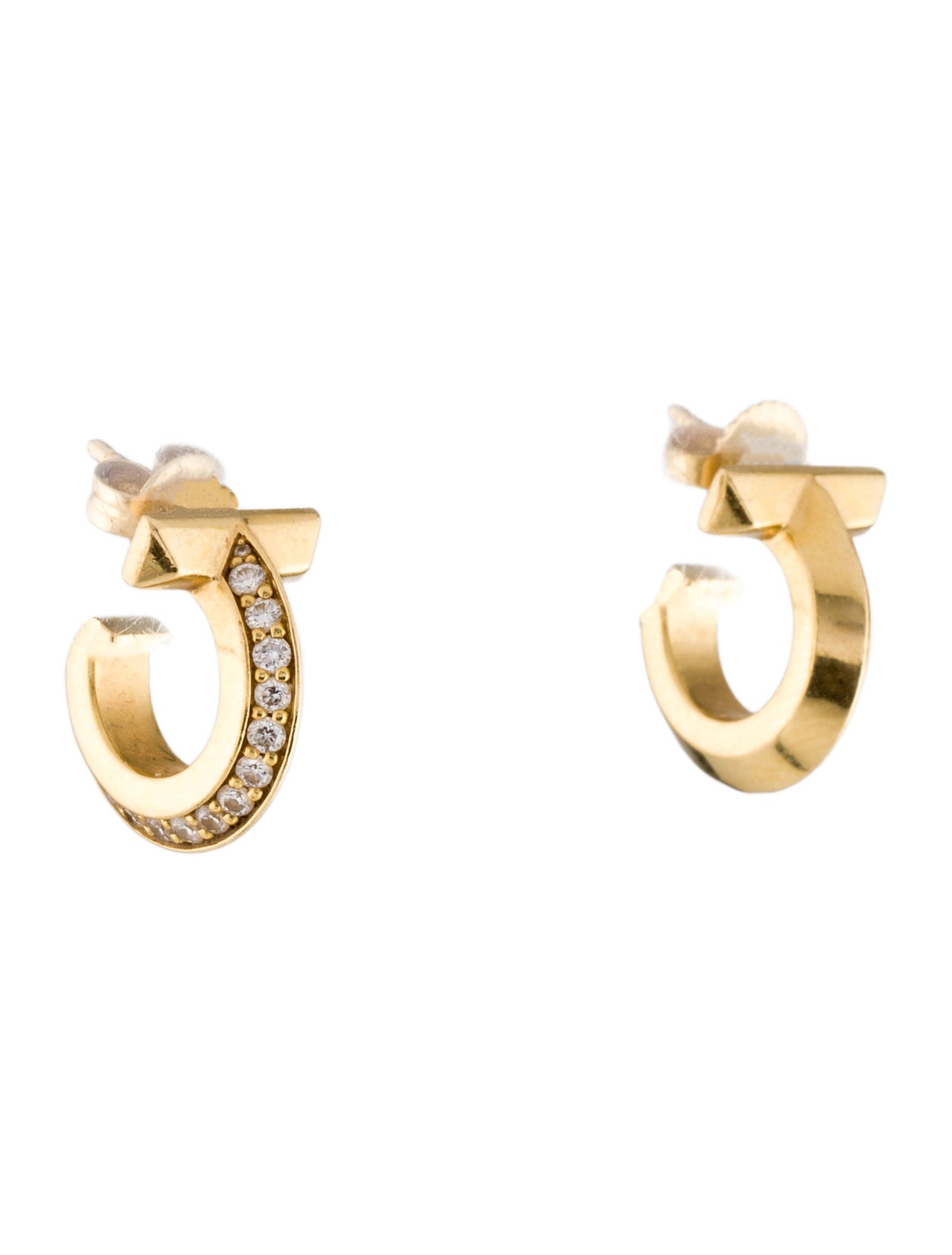 Tiffany & Co. 18K Diamond T1 Hoop Earrings