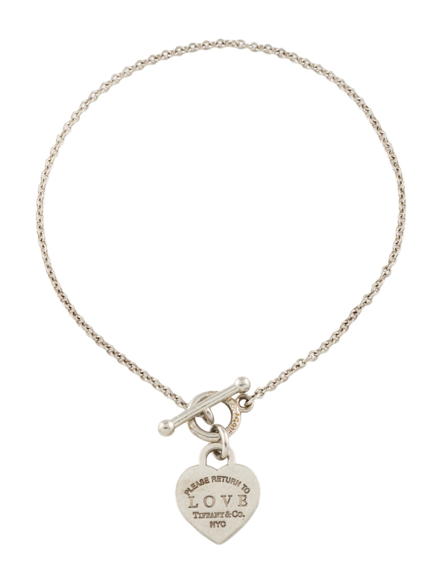 Tiffany & Co. Enamel 'Love' Heart Tag Toggle Charm Bracelet