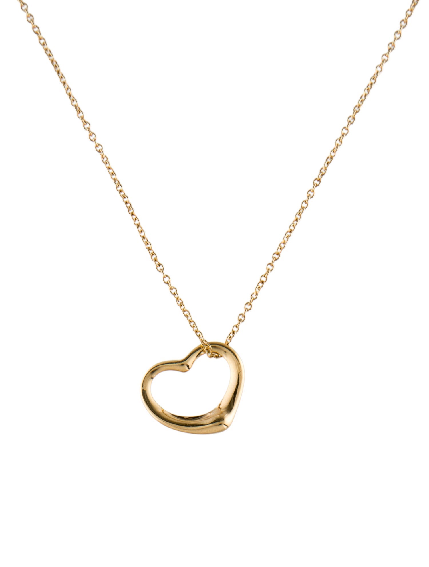 Tiffany & Co. 18K Open Heart Pendant Necklace