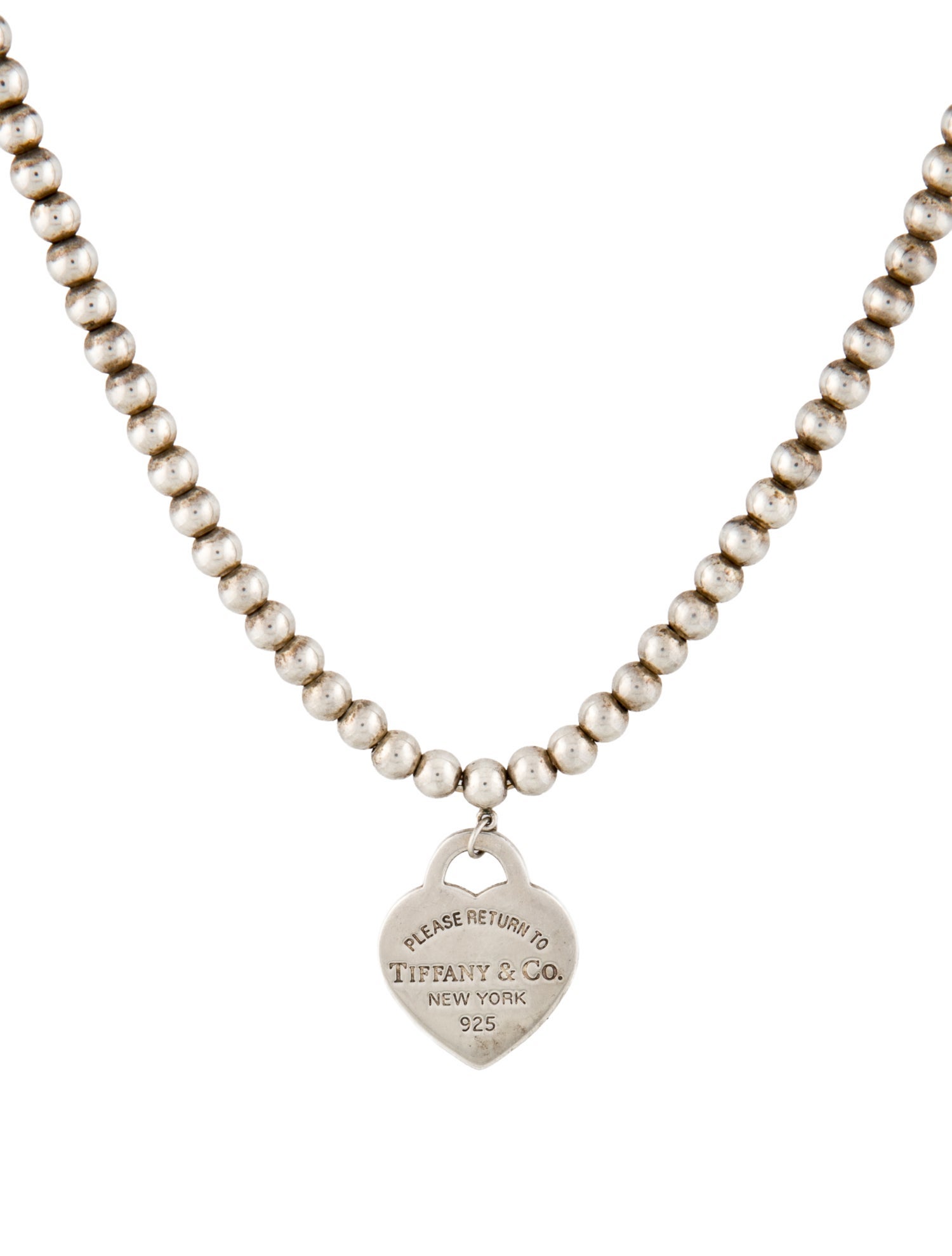 Tiffany & Co. Heart Tag Beaded Pendant Necklace