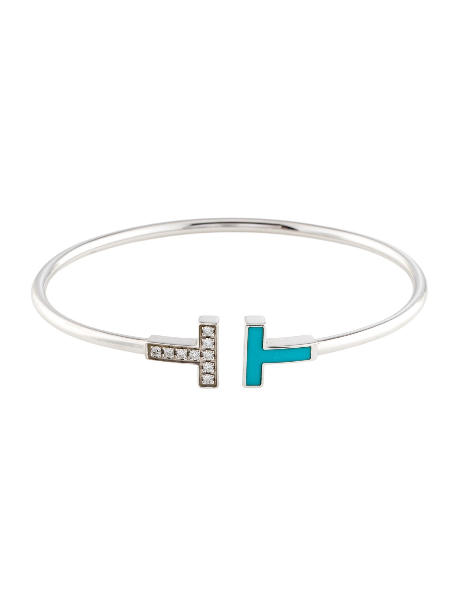Tiffany & Co. 18K Turquoise & Diamond T Wire Bracelet