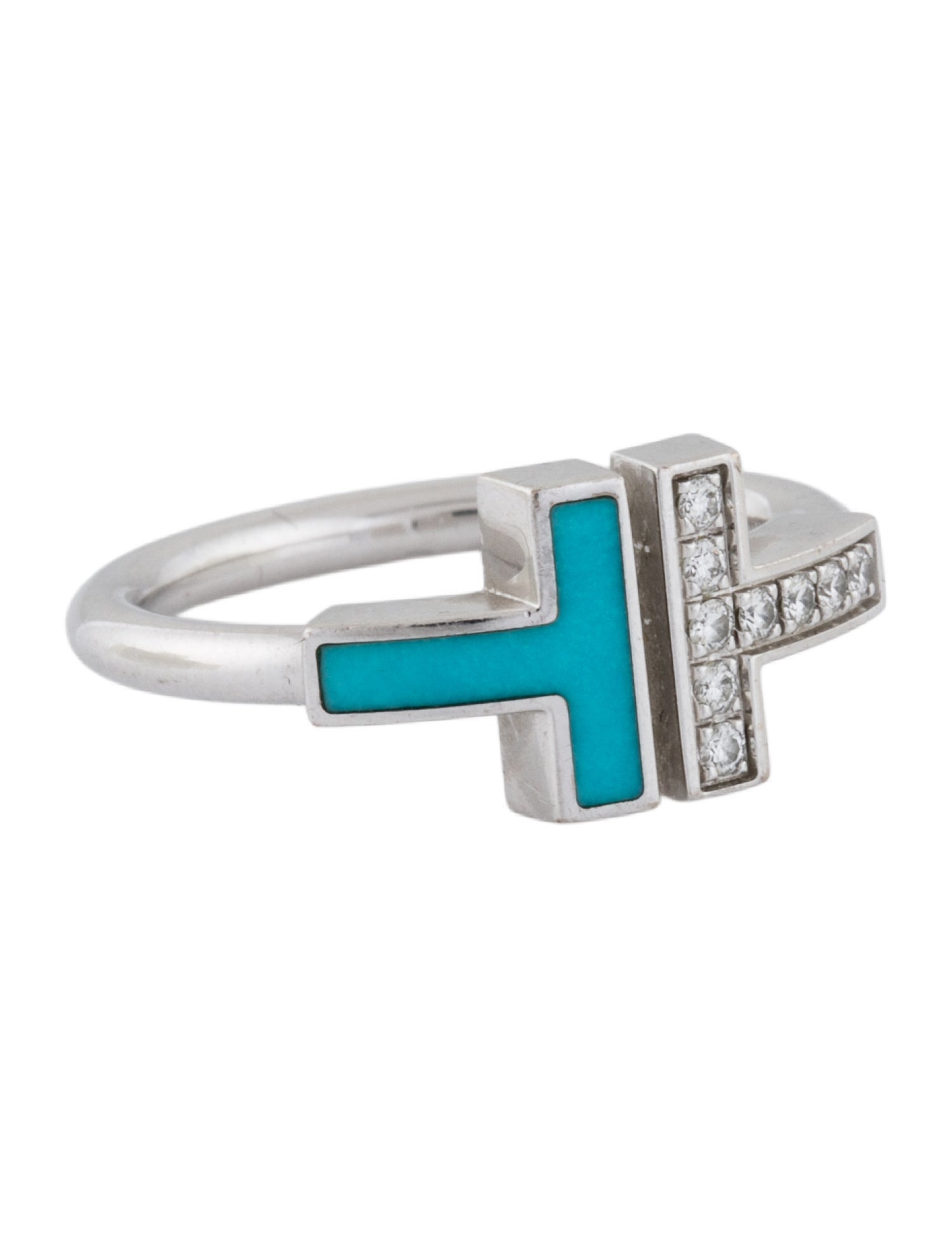 Tiffany & Co. 18K Turquoise & Diamond Wire Ring