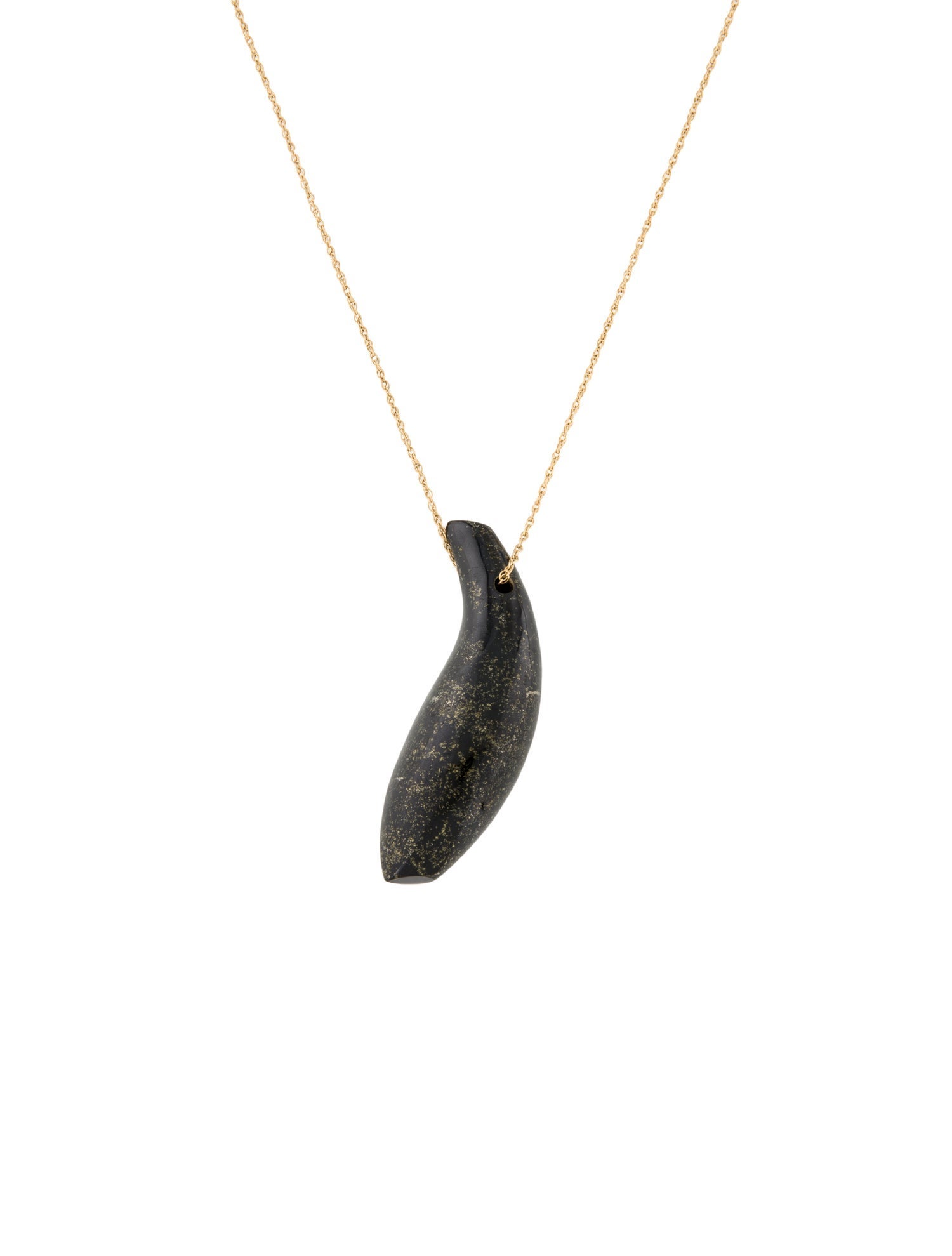 Tiffany & Co. 18K Obsidian Fish Pendant Necklace