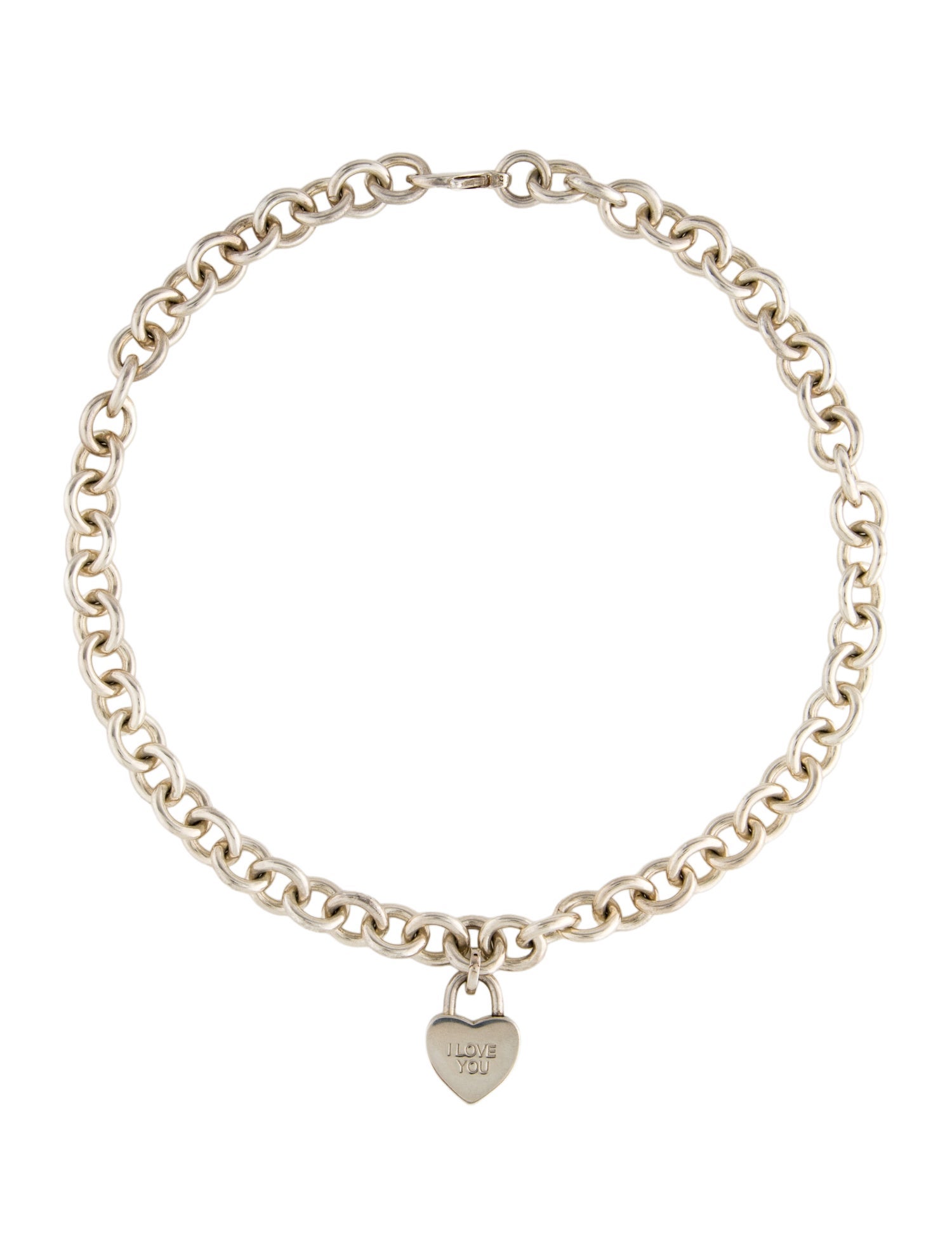 Tiffany & Co. 'I LOVE YOU' Padlock Pendant Collar Necklace