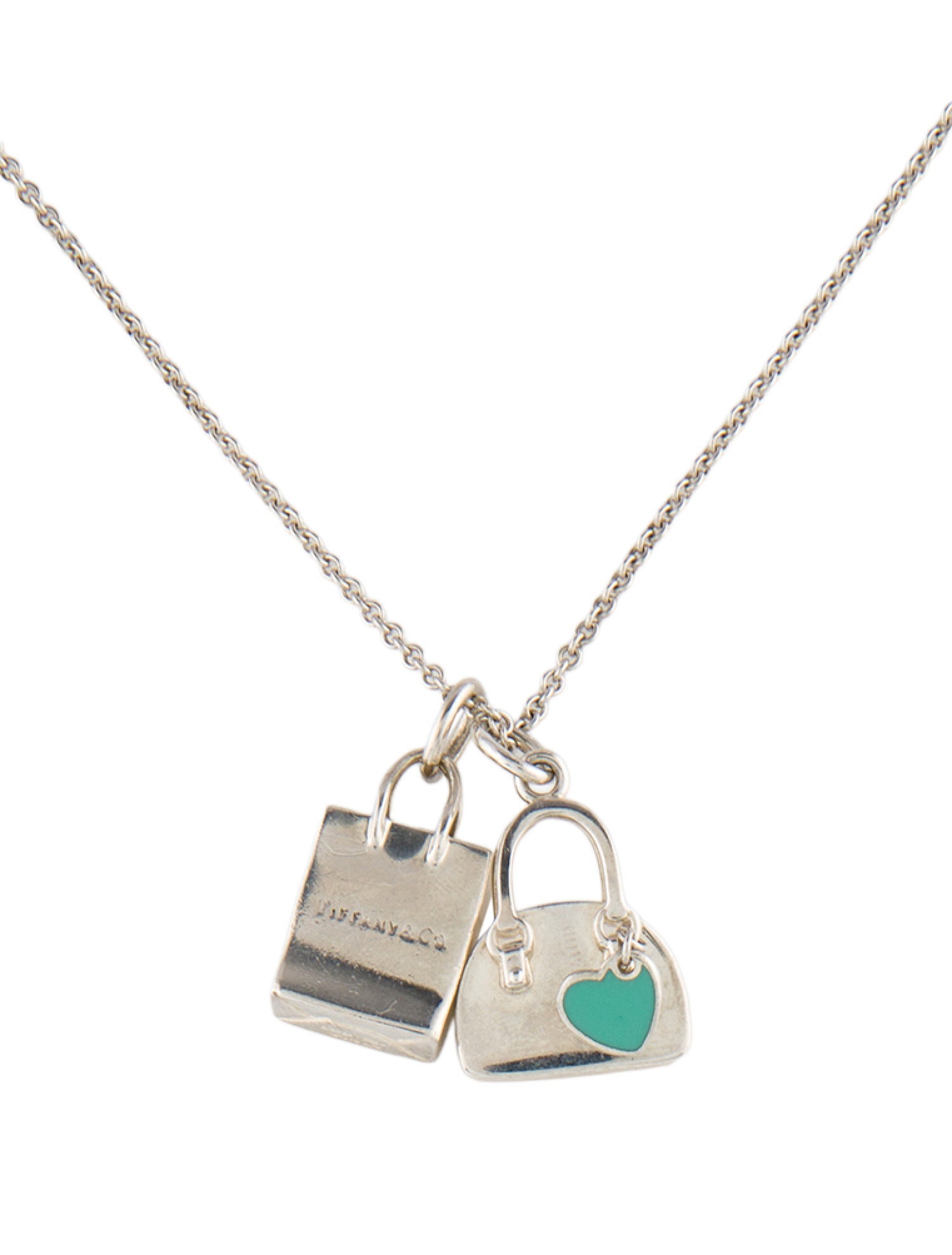 Tiffany & Co. Shopping Bag & Purse Double Charm Necklace