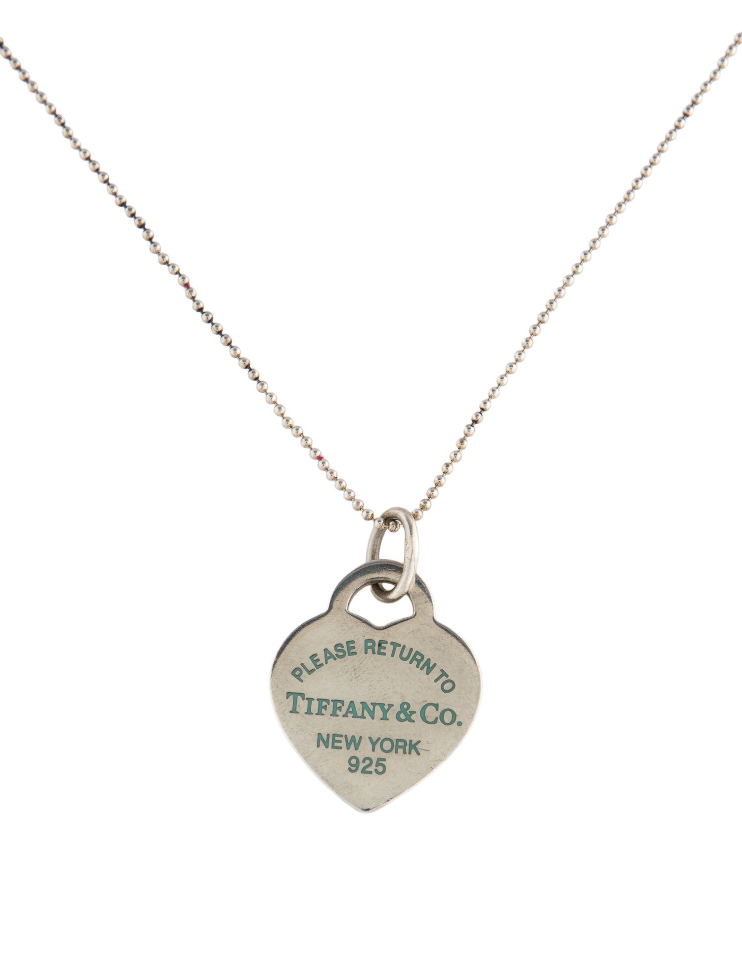 Tiffany & Co. Enamel Heart Tag Pendant Necklace