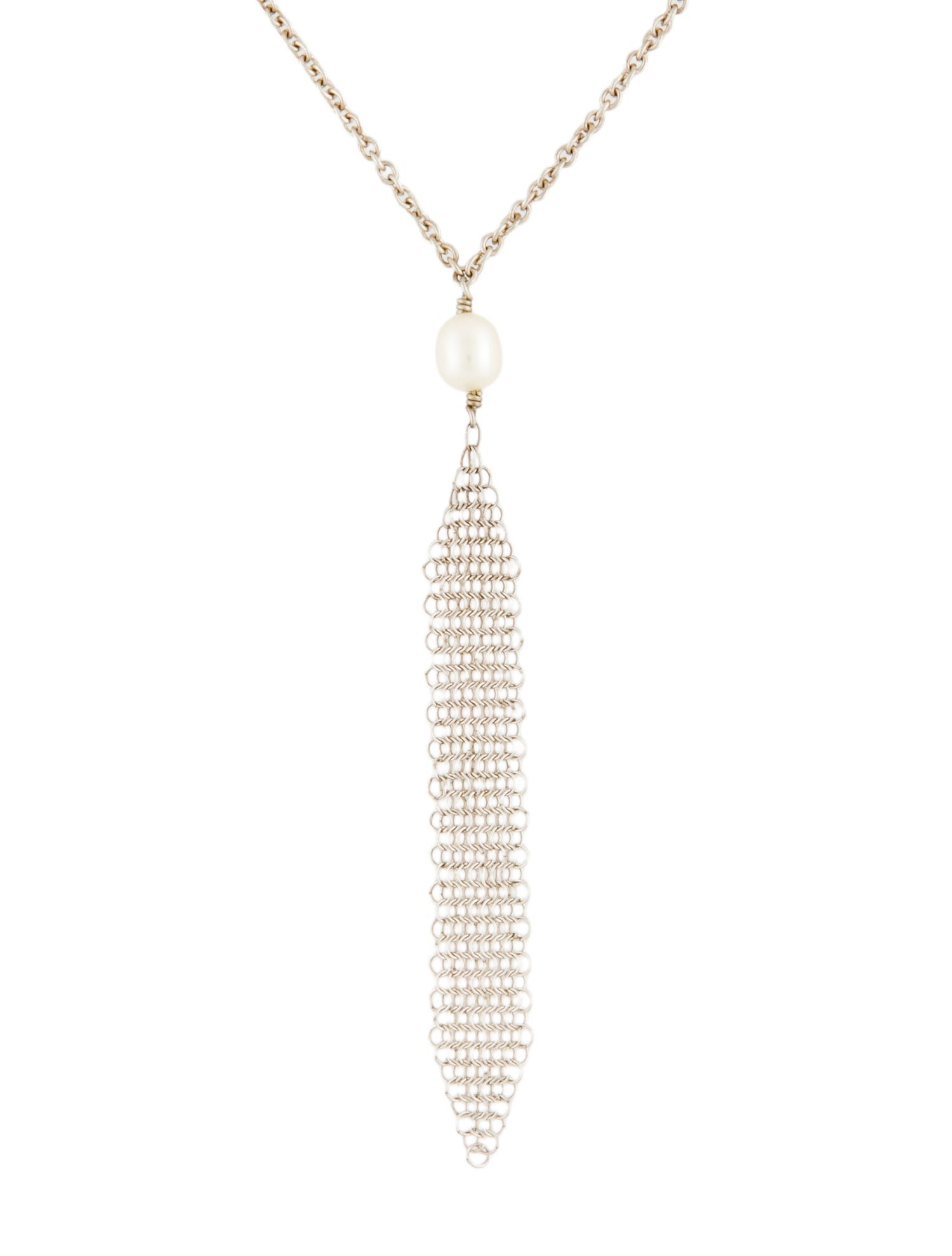Tiffany & Co. Pearl Mesh Tassel Pendant Necklace
