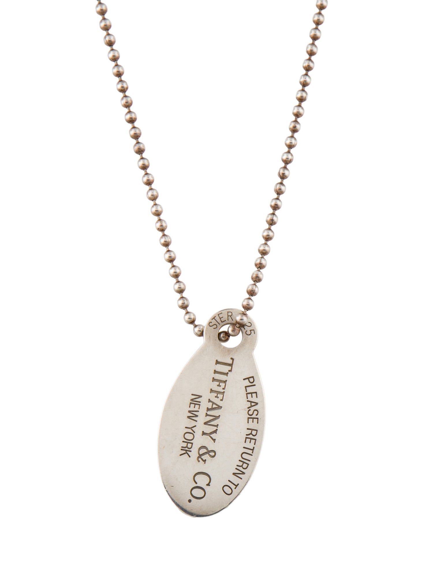 Tiffany & Co. Oval Dog Tag Pendant Necklace