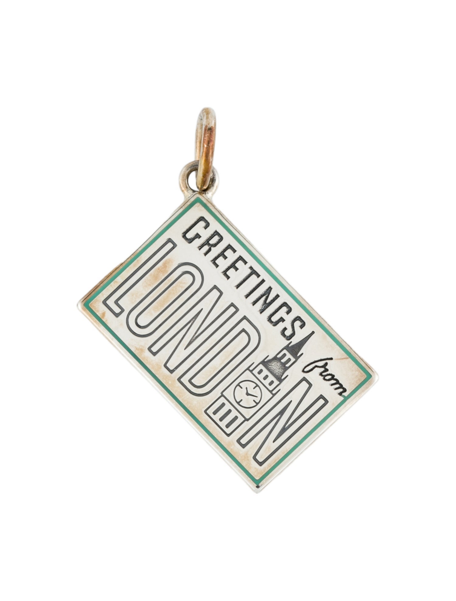 Tiffany & Co. Enamel 'Greetings From London' Postcard Charm