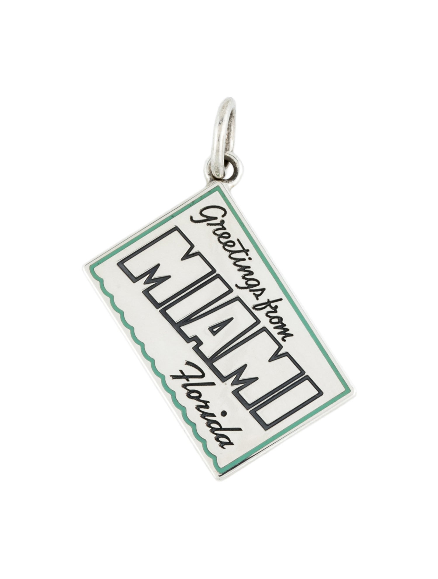 Tiffany & Co. Enamel 'Greetings from Miami' Postcard Charm