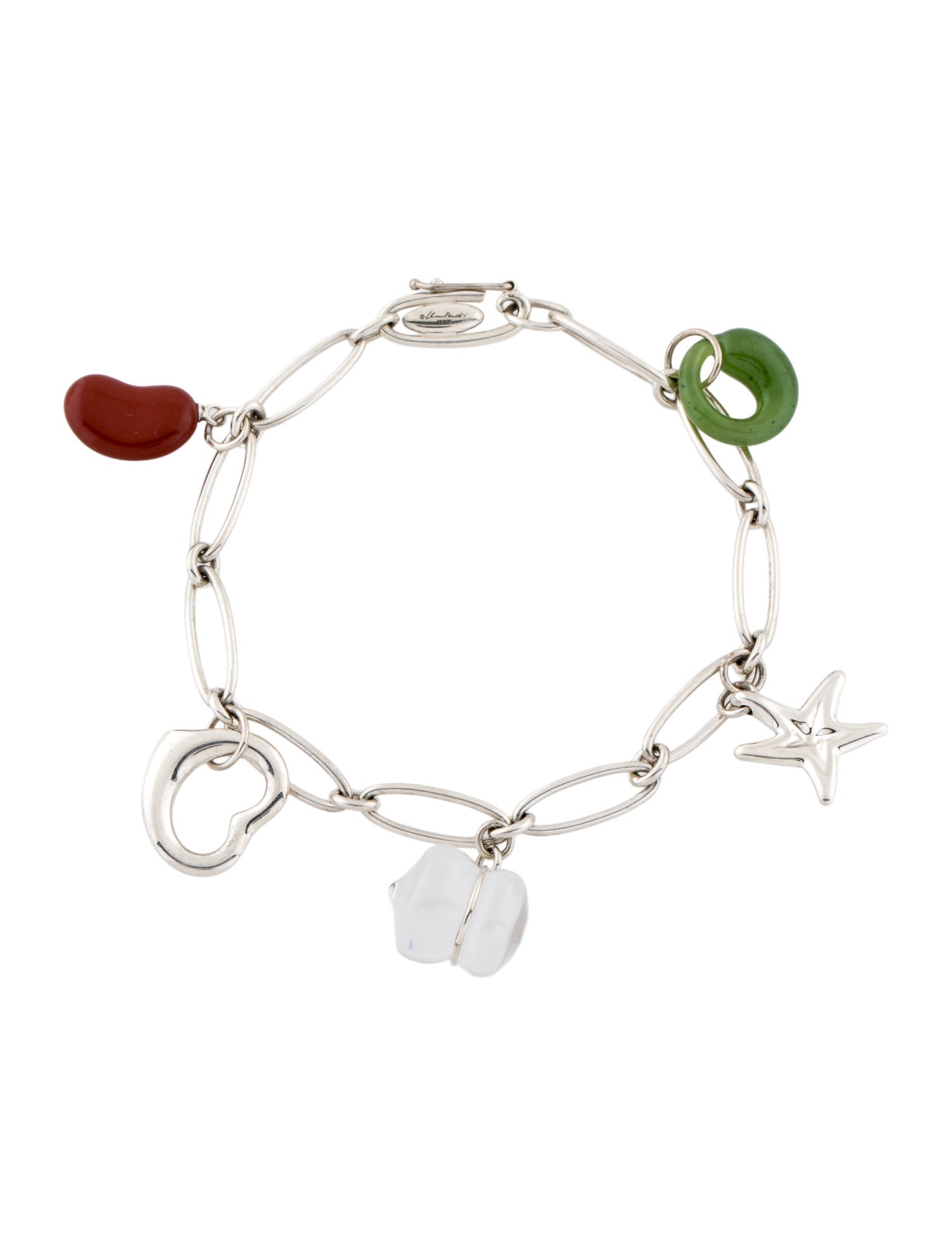 Tiffany & Co. Green Jade, Quartz, & Jasper Five-Charm Bracelet