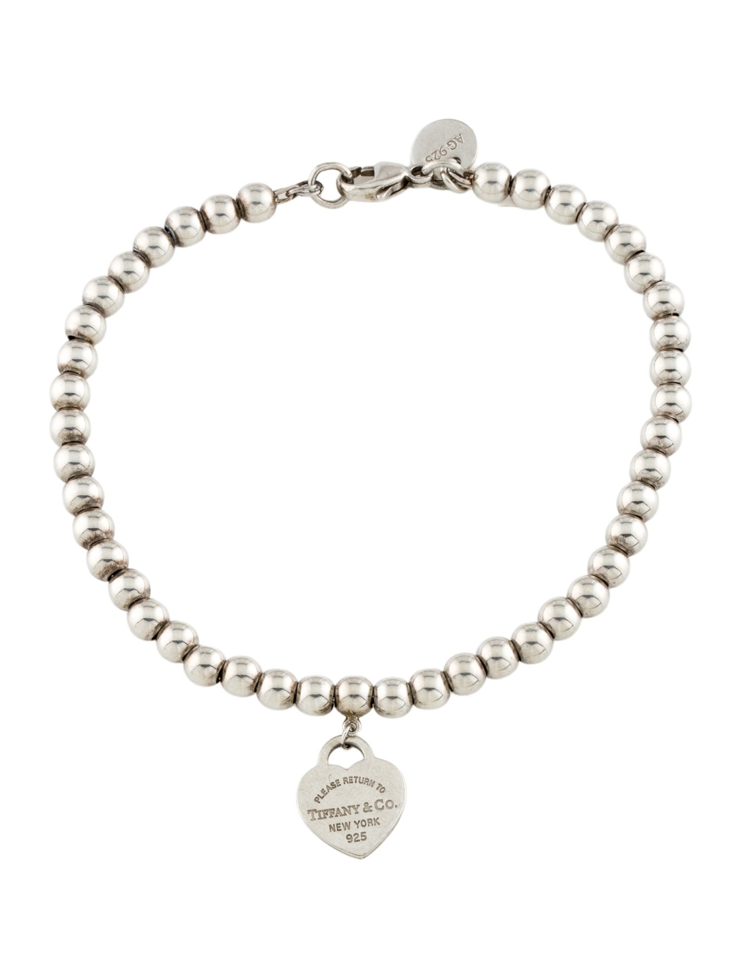 Tiffany & Co. Enamel Heart Tag Bead Bracelet